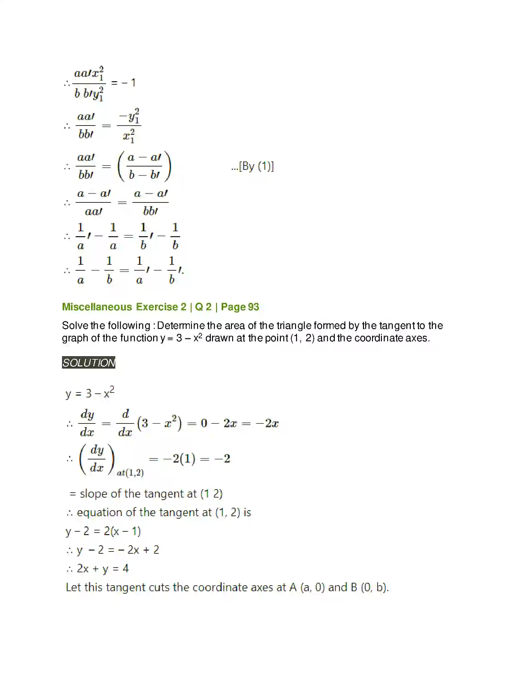 Maharashtra Board Class 12th Mathematics & Statistics-2 (Arts & Science) Applications of Derivatives Solution 120