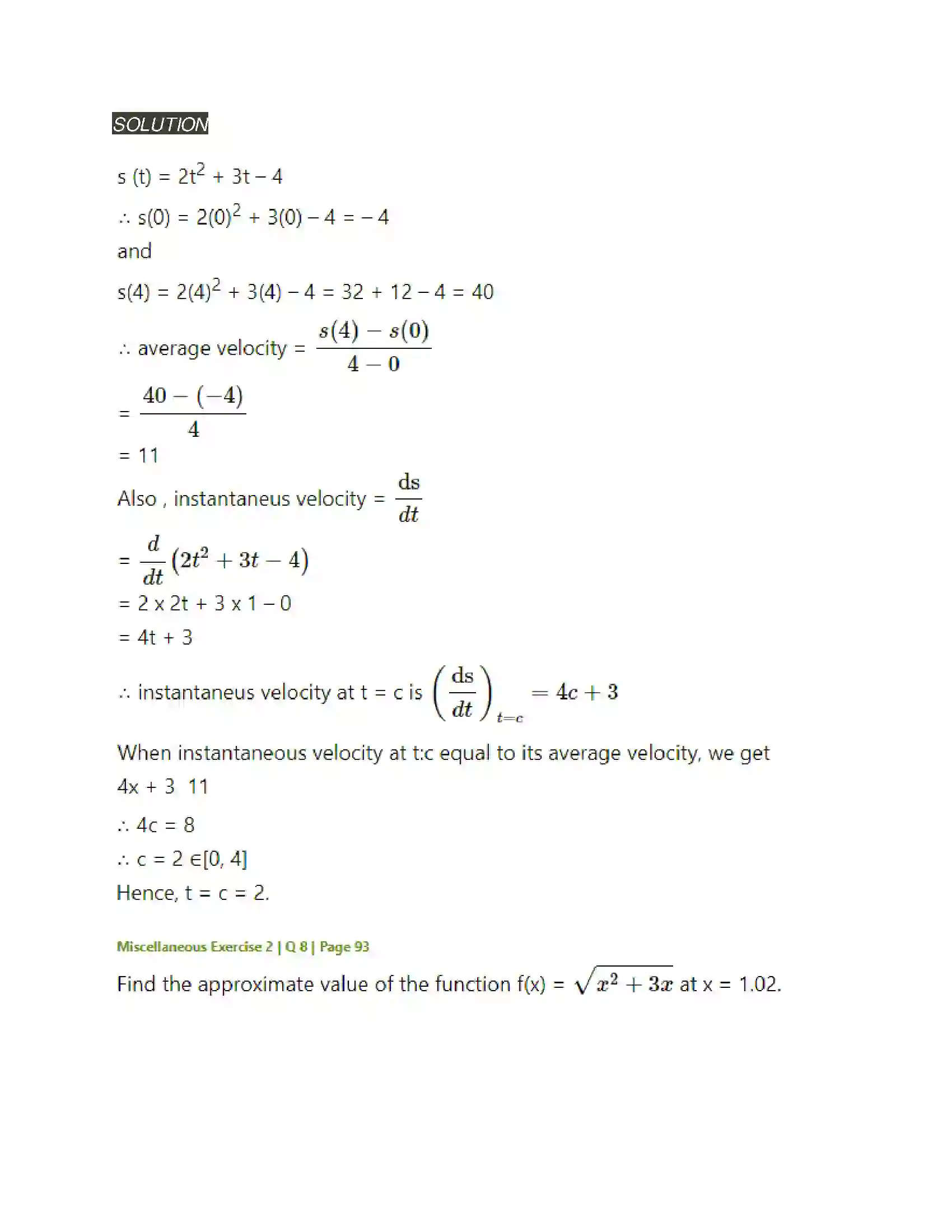 Maharashtra Board Class 12th Mathematics & Statistics-2 (Arts & Science) Applications of Derivatives Solution 127