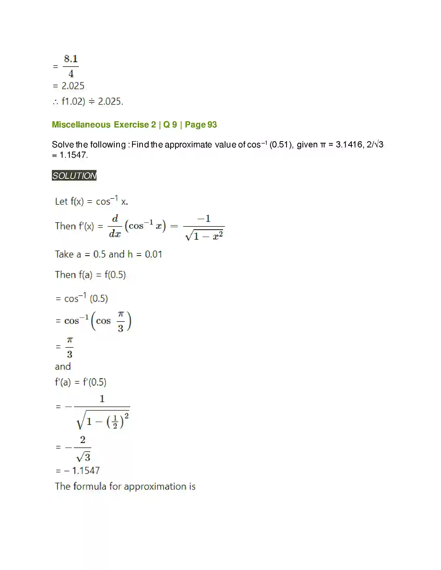 Maharashtra Board Class 12th Mathematics & Statistics-2 (Arts & Science) Applications of Derivatives Solution 129