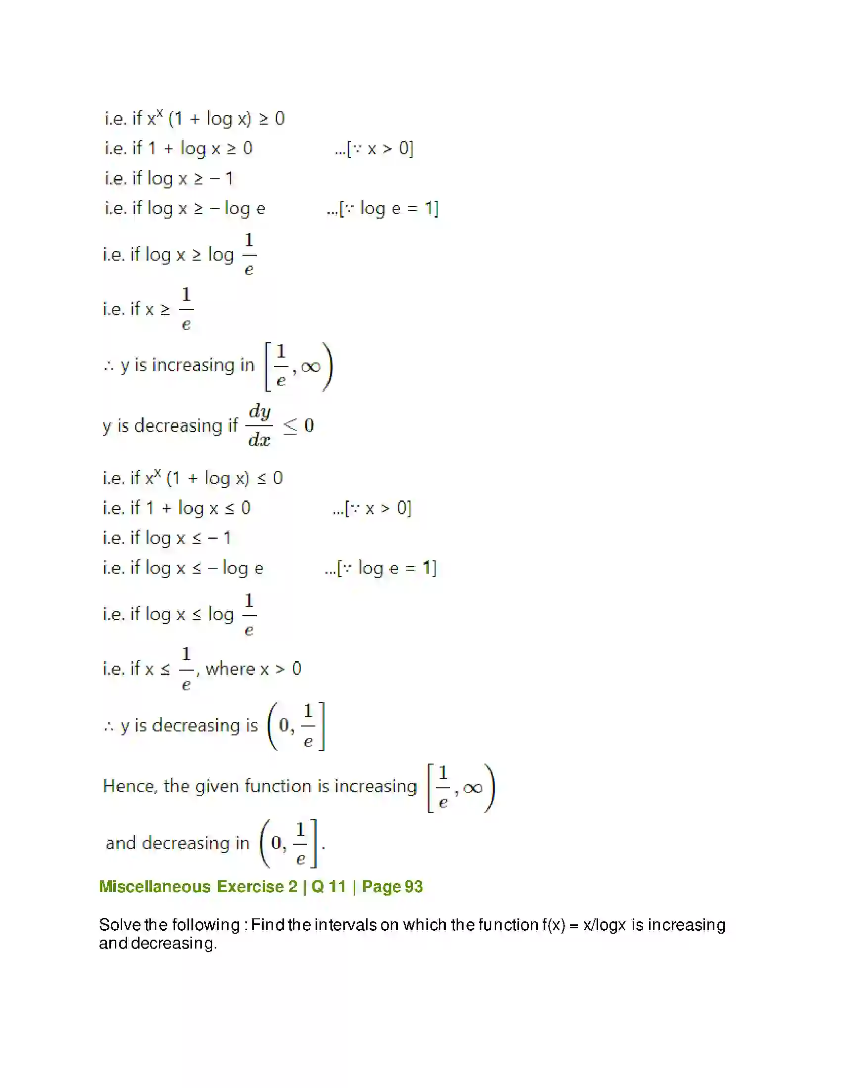 Maharashtra Board Class 12th Mathematics & Statistics-2 (Arts & Science) Applications of Derivatives Solution 131