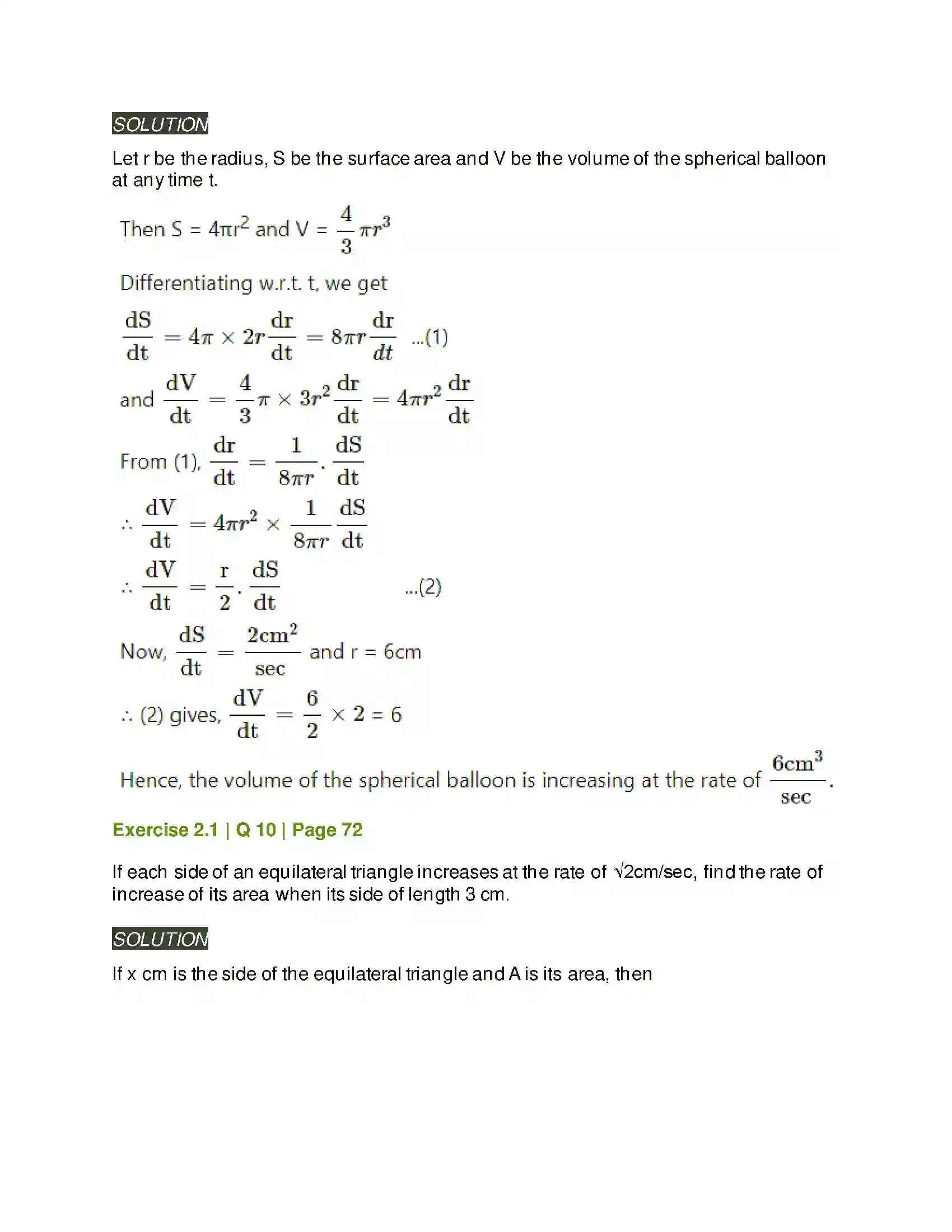 Maharashtra Board Class 12th Mathematics & Statistics-2 (Arts & Science) Applications of Derivatives Solution 21