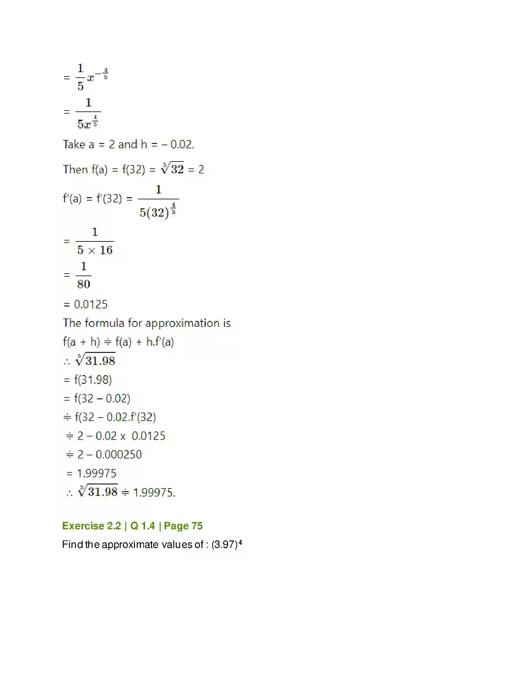 Maharashtra Board Class 12th Mathematics & Statistics-2 (Arts & Science) Applications of Derivatives Solution 30