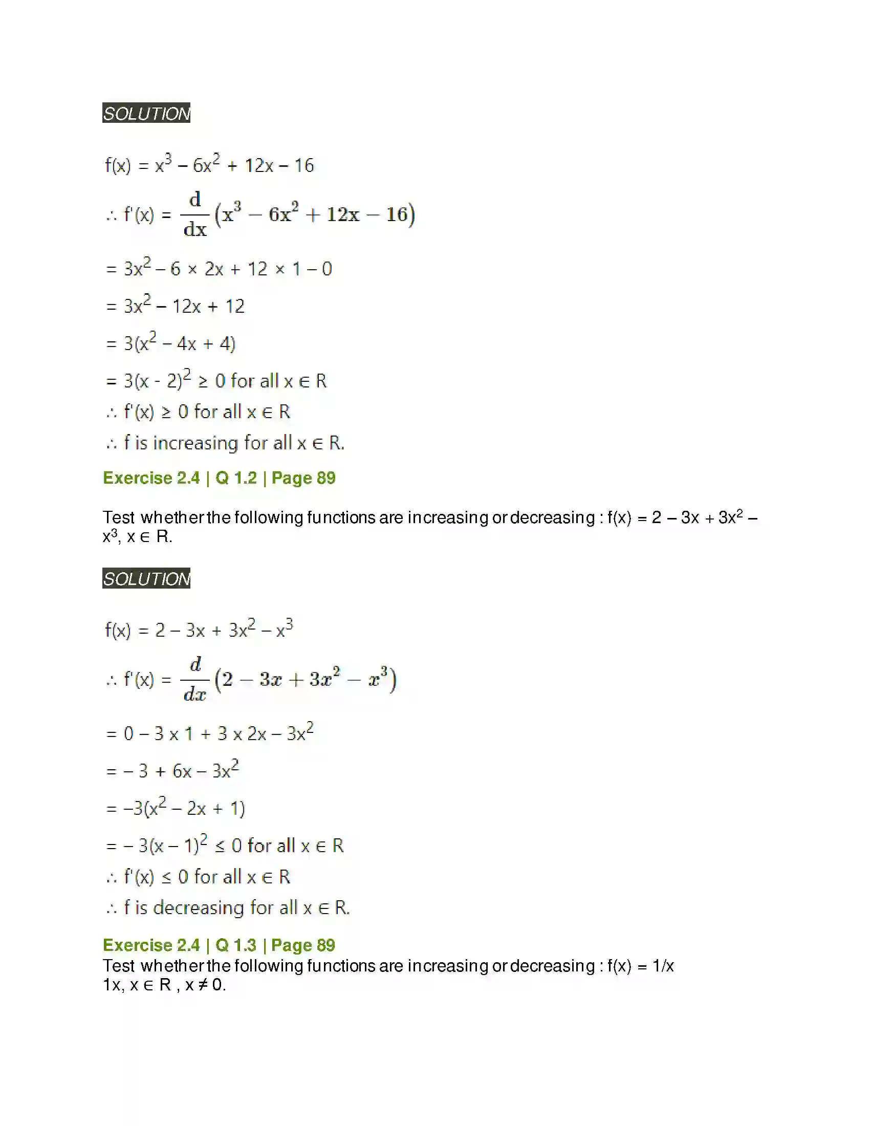 Maharashtra Board Class 12th Mathematics & Statistics-2 (Arts & Science) Applications of Derivatives Solution 65