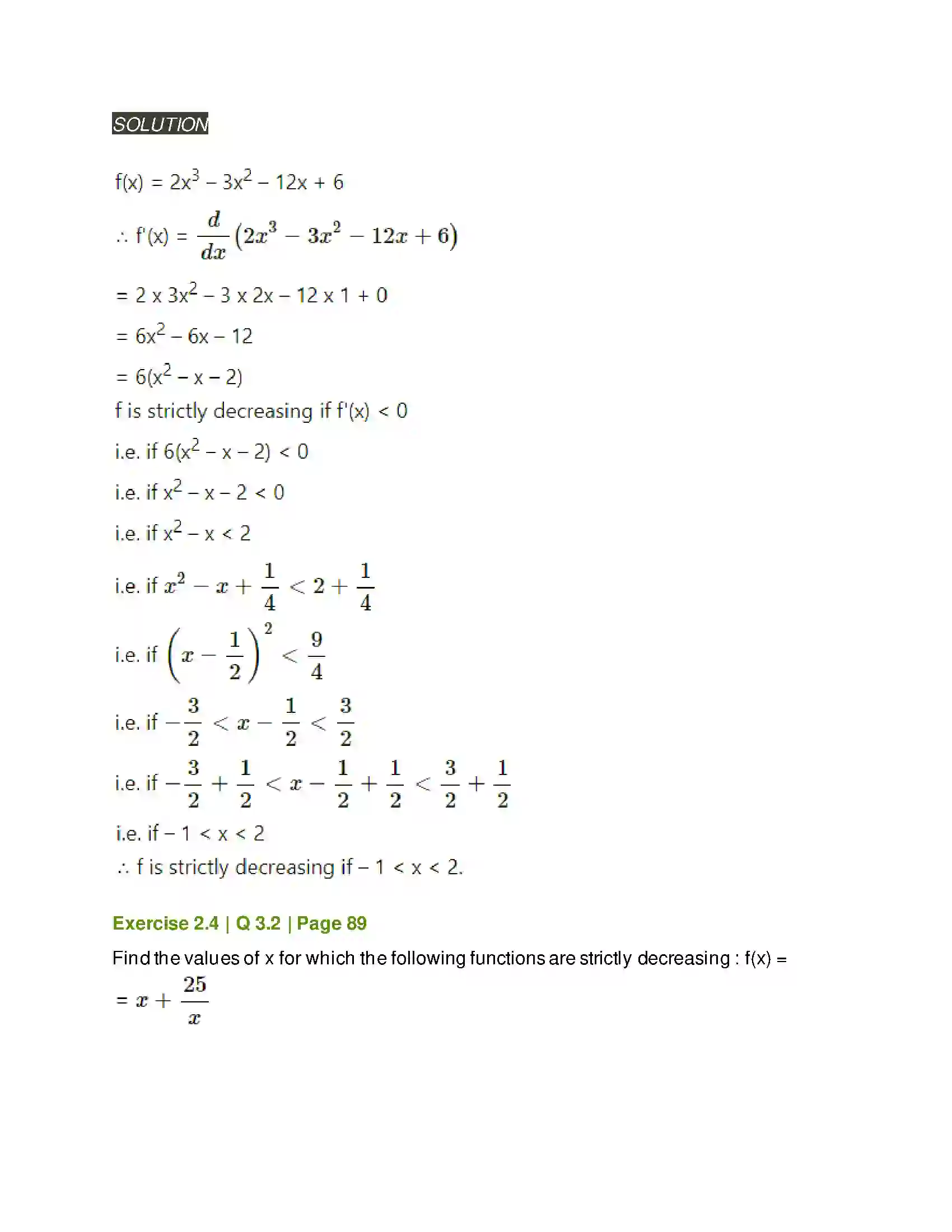 Maharashtra Board Class 12th Mathematics & Statistics-2 (Arts & Science) Applications of Derivatives Solution 69
