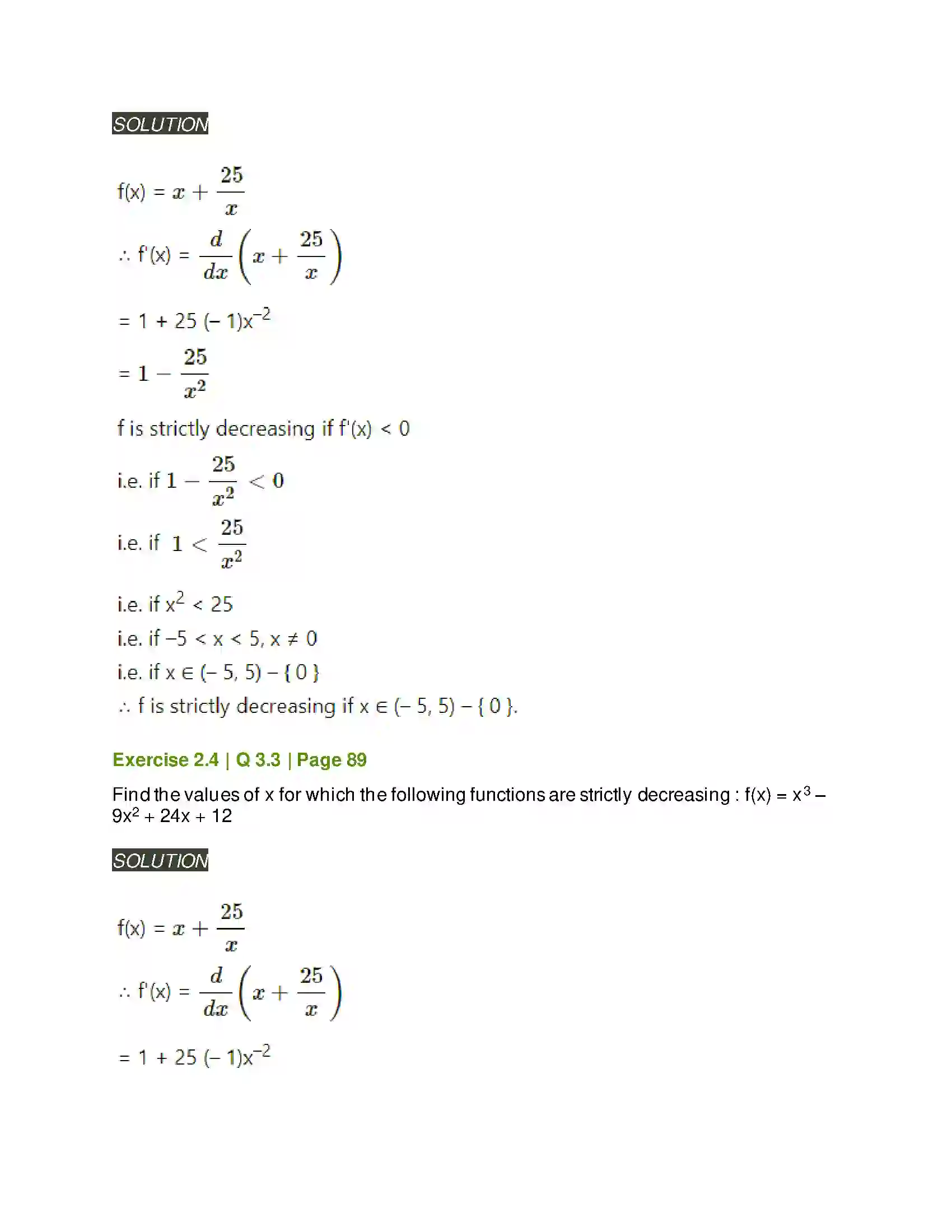 Maharashtra Board Class 12th Mathematics & Statistics-2 (Arts & Science) Applications of Derivatives Solution 70