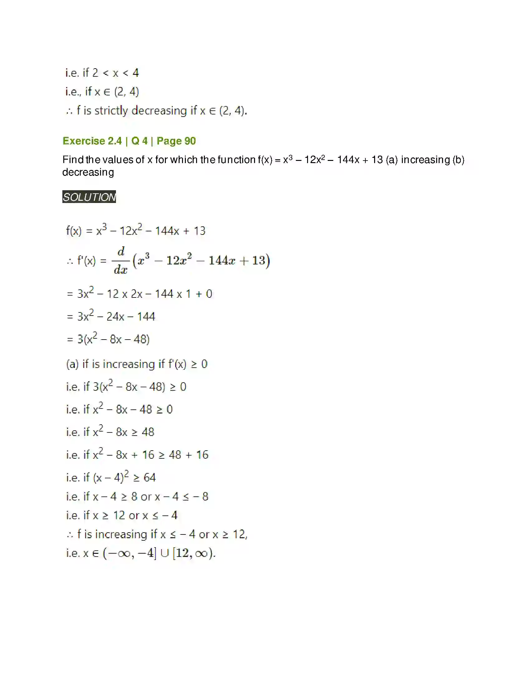 Maharashtra Board Class 12th Mathematics & Statistics-2 (Arts & Science) Applications of Derivatives Solution 72