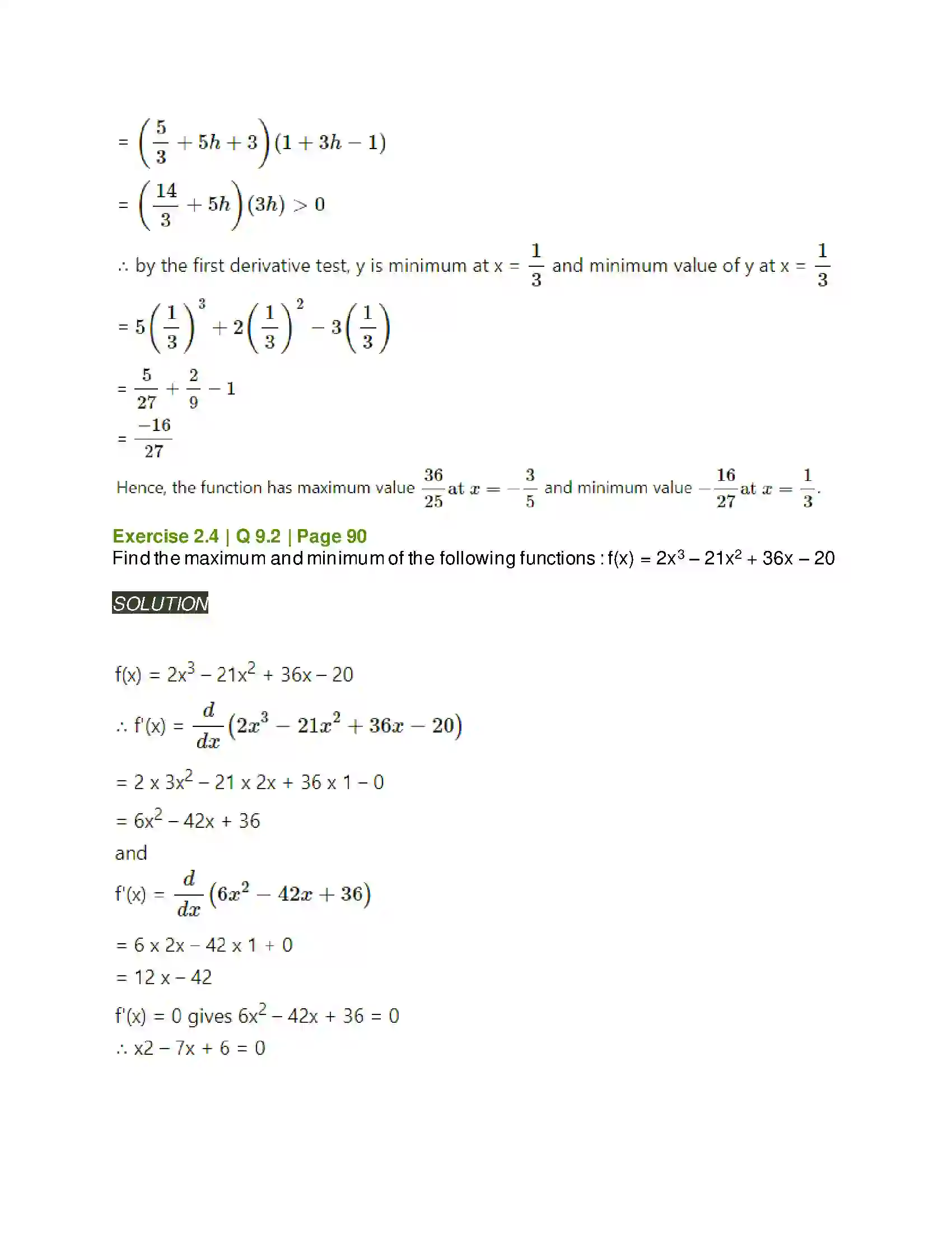 Maharashtra Board Class 12th Mathematics & Statistics-2 (Arts & Science) Applications of Derivatives Solution 83
