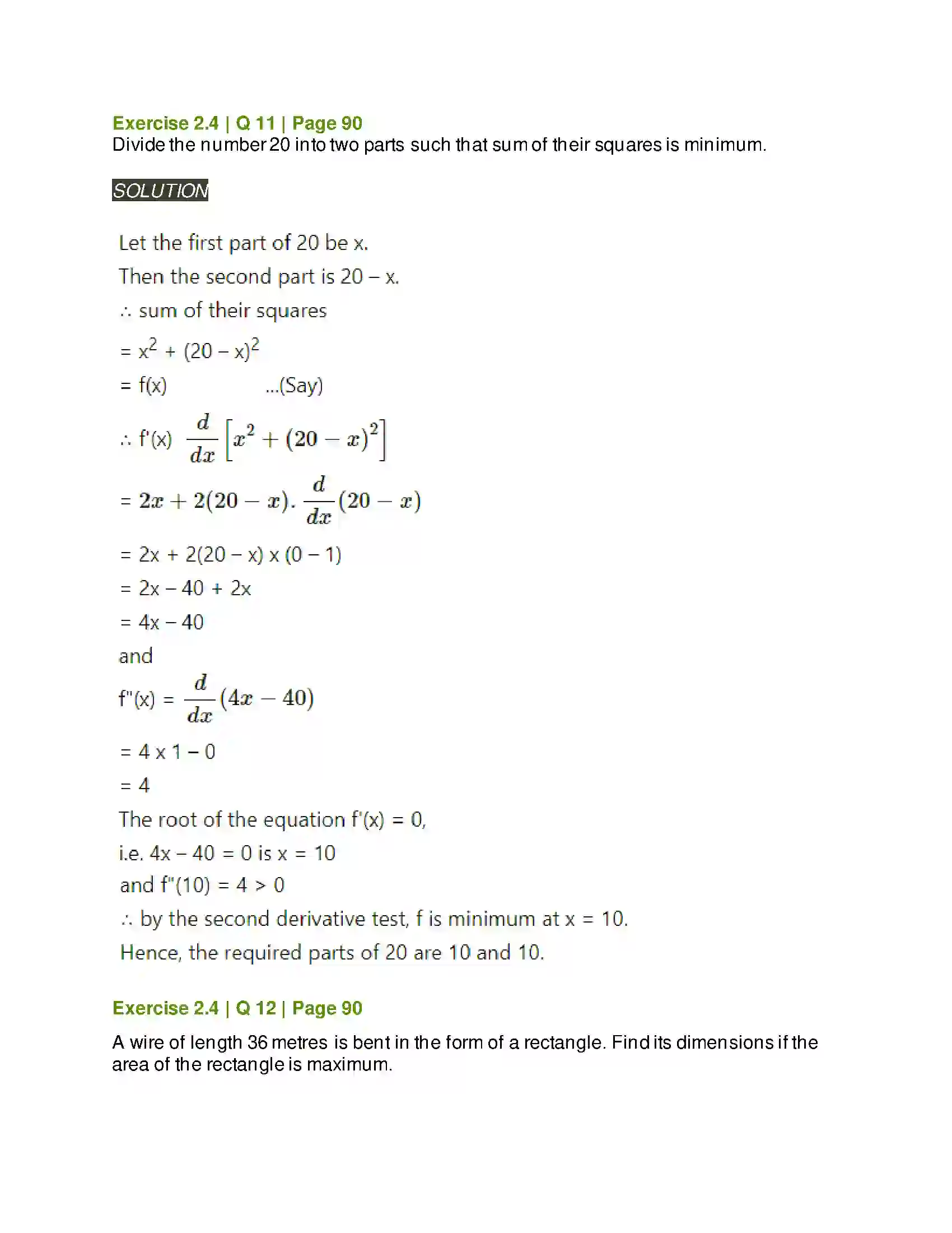 Maharashtra Board Class 12th Mathematics & Statistics-2 (Arts & Science) Applications of Derivatives Solution 92