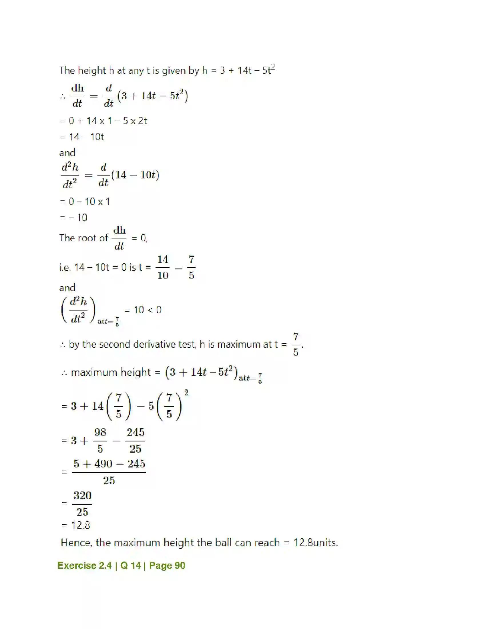 Maharashtra Board Class 12th Mathematics & Statistics-2 (Arts & Science) Applications of Derivatives Solution 94