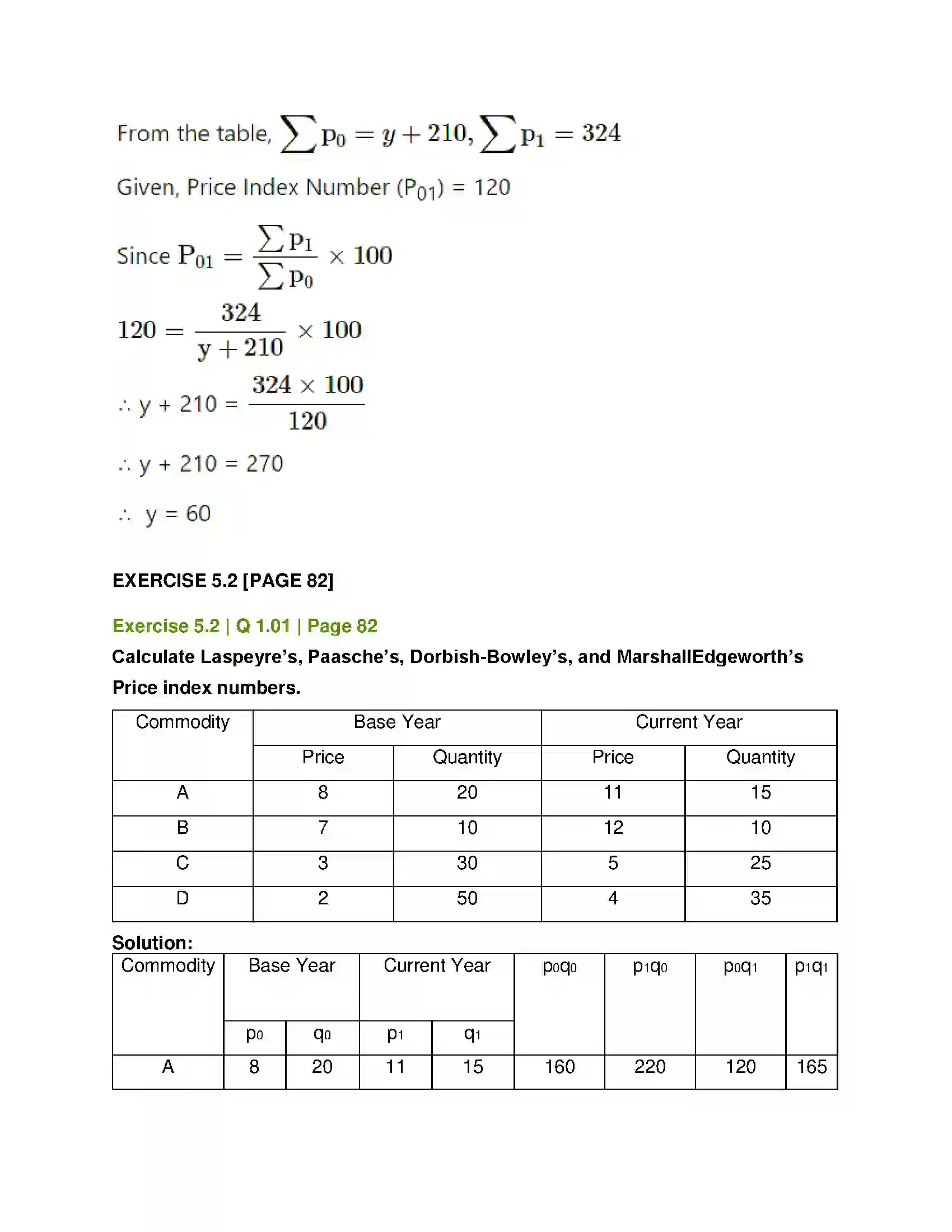 Maharashtra Board Class 12th Mathematics & Statistics-2 (Commerce) Index Numbers Solution 12