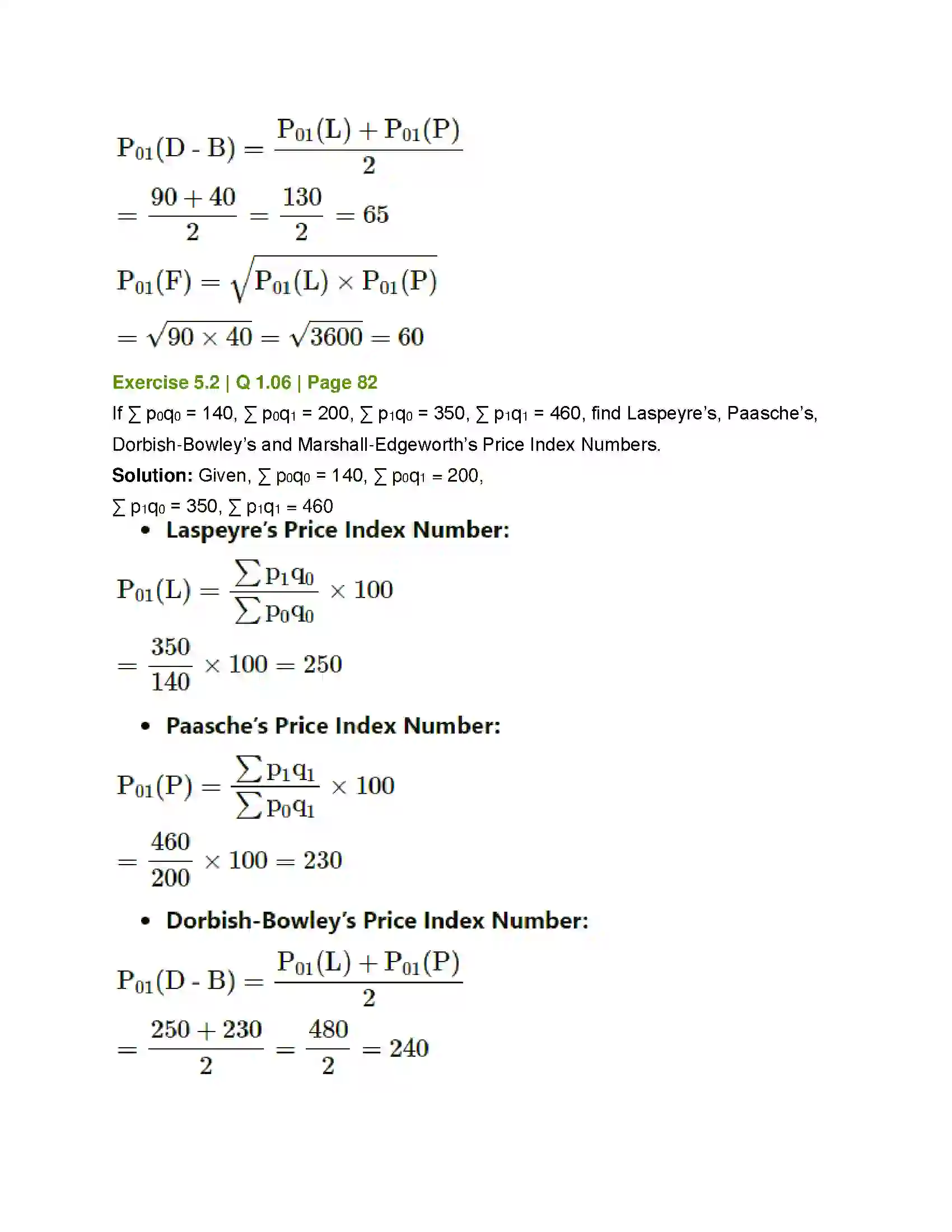 Maharashtra Board Class 12th Mathematics & Statistics-2 (Commerce) Index Numbers Solution 18