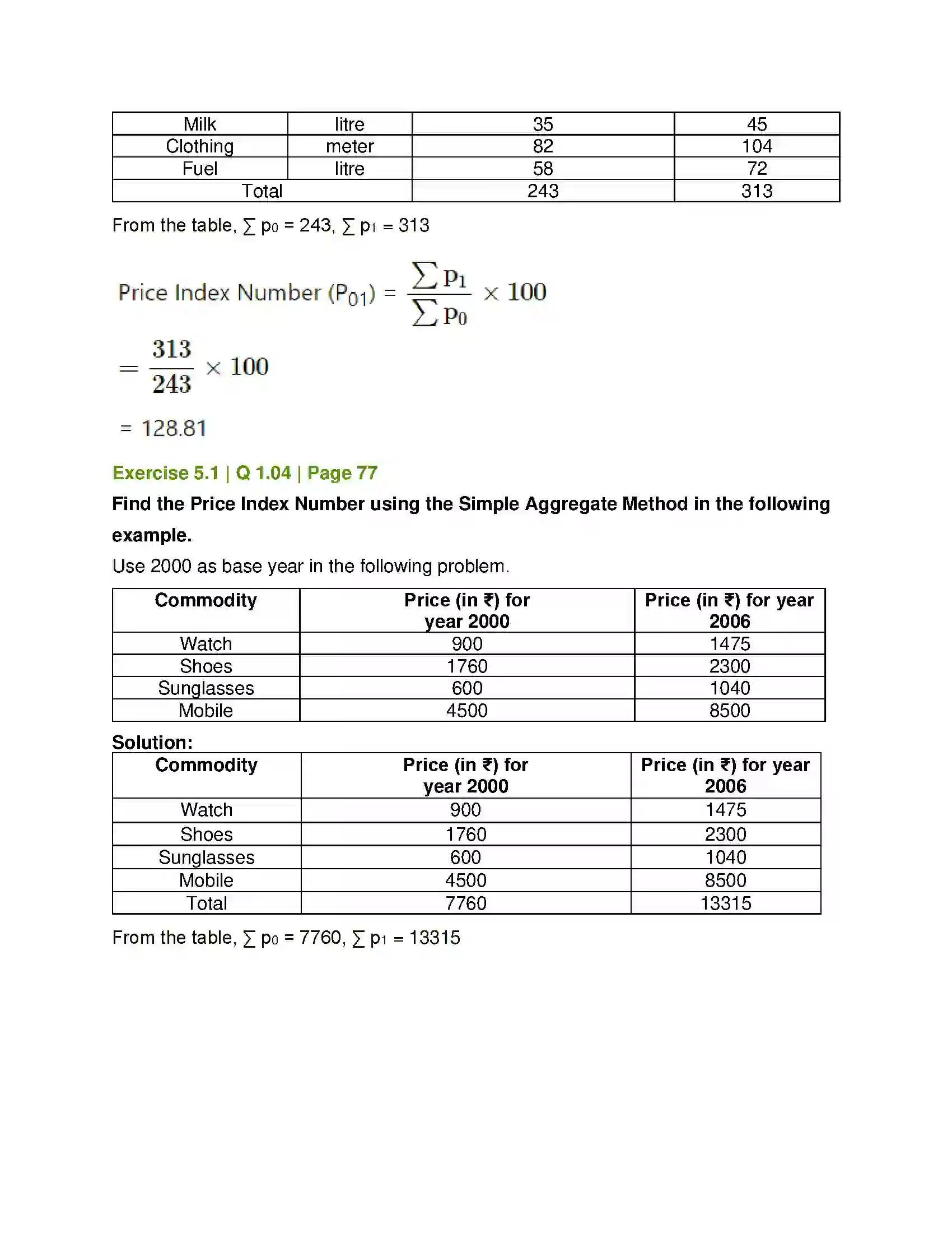 Maharashtra Board Class 12th Mathematics & Statistics-2 (Commerce) Index Numbers Solution 3
