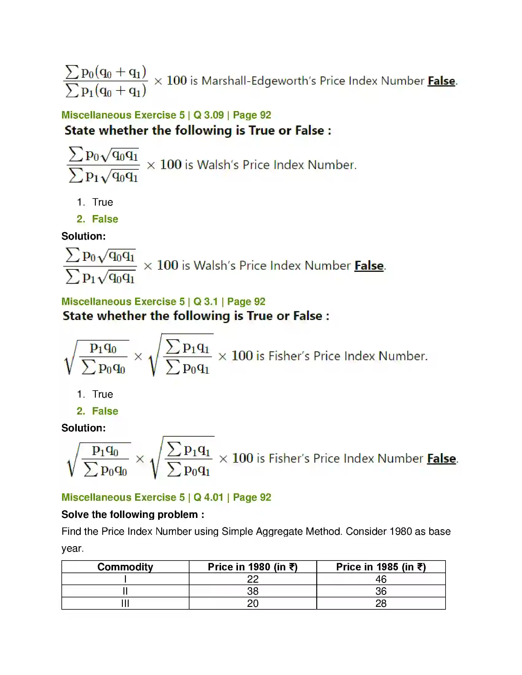 Maharashtra Board Class 12th Mathematics & Statistics-2 (Commerce) Index Numbers Solution 49