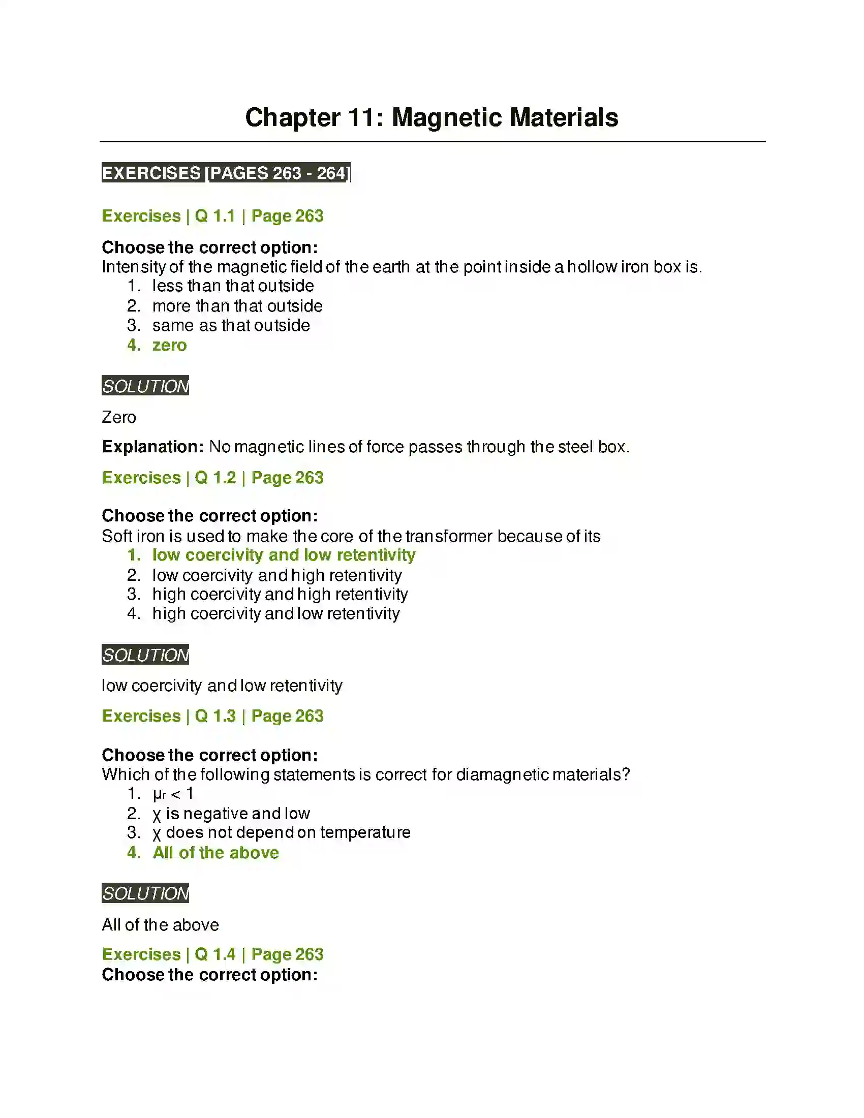 Maharashtra Board Class 12th Physics Magnetic Materials Solution 1