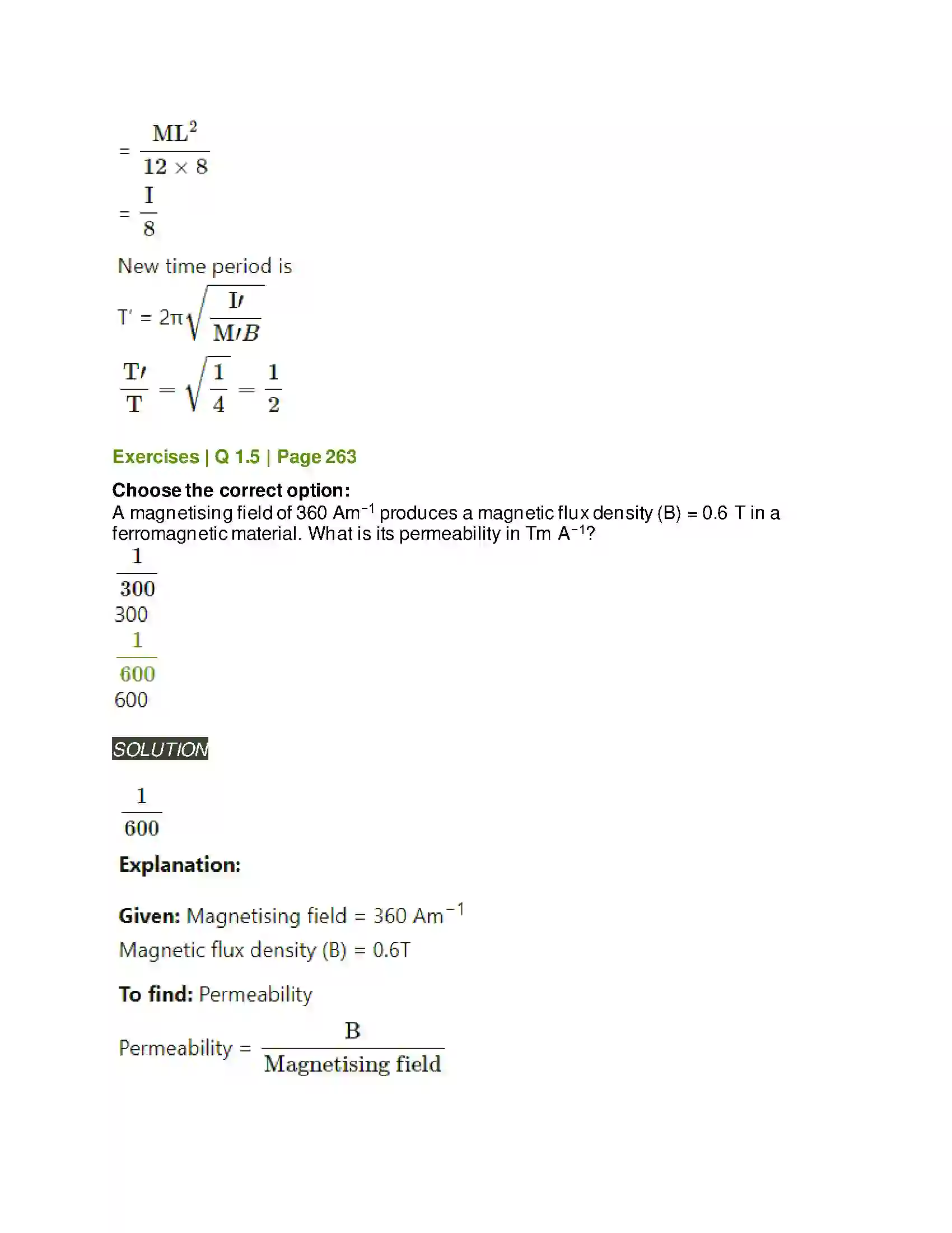 Maharashtra Board Class 12th Physics Magnetic Materials Solution 3