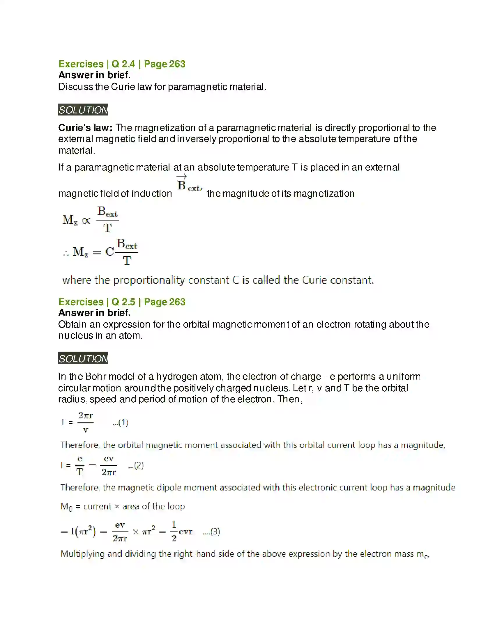 Maharashtra Board Class 12th Physics Magnetic Materials Solution 5
