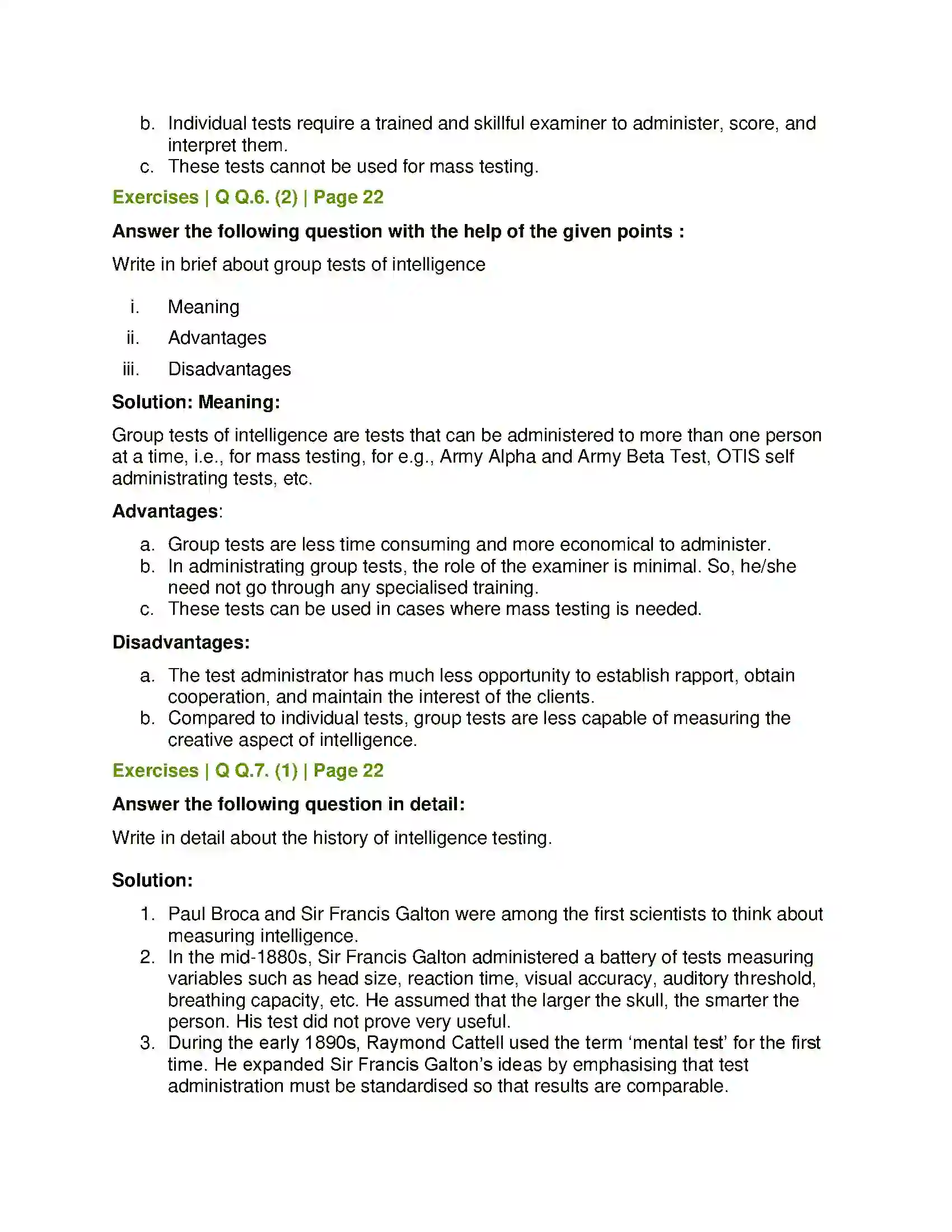 Maharashtra Board Class 12th Psychology Intelligence Solution 7