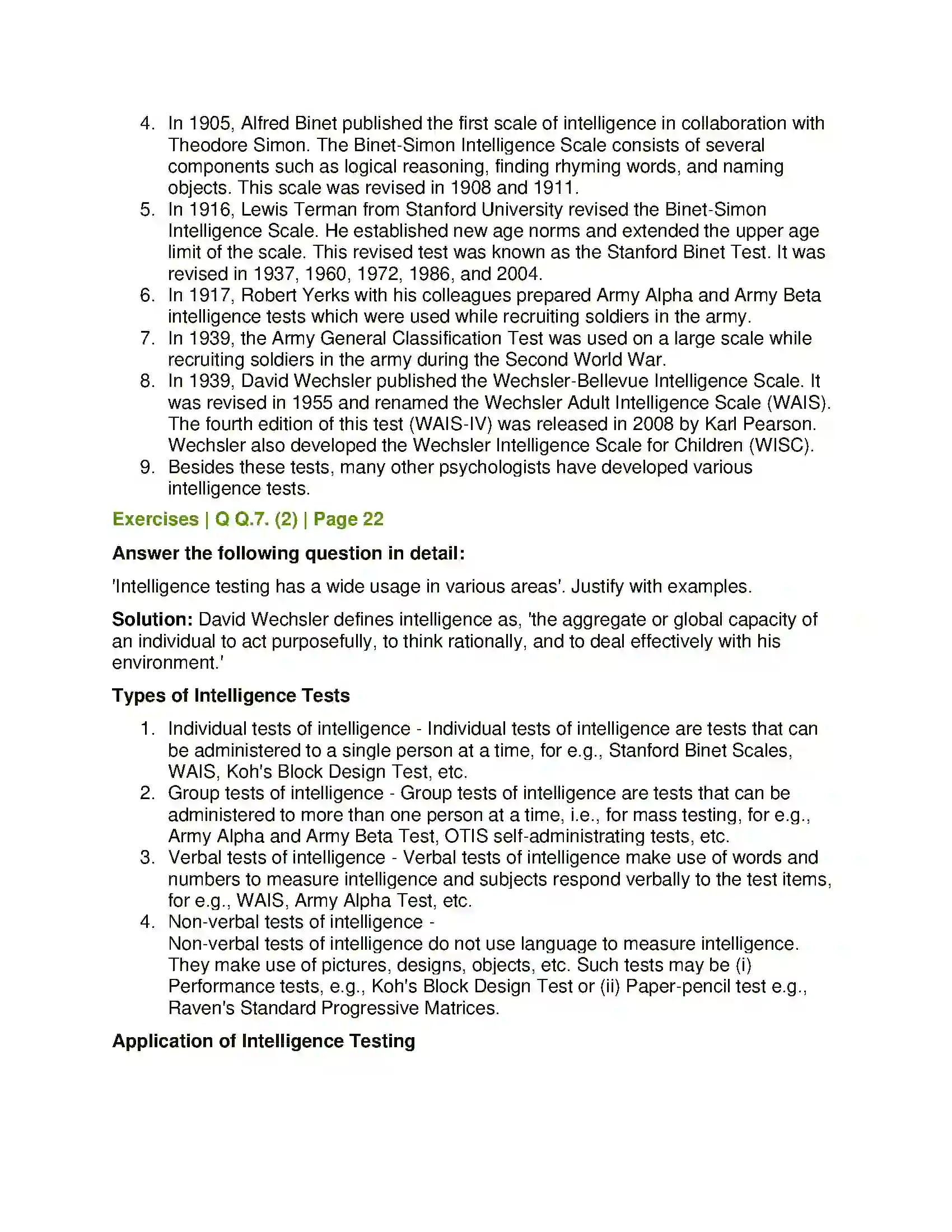 Maharashtra Board Class 12th Psychology Intelligence Solution 8