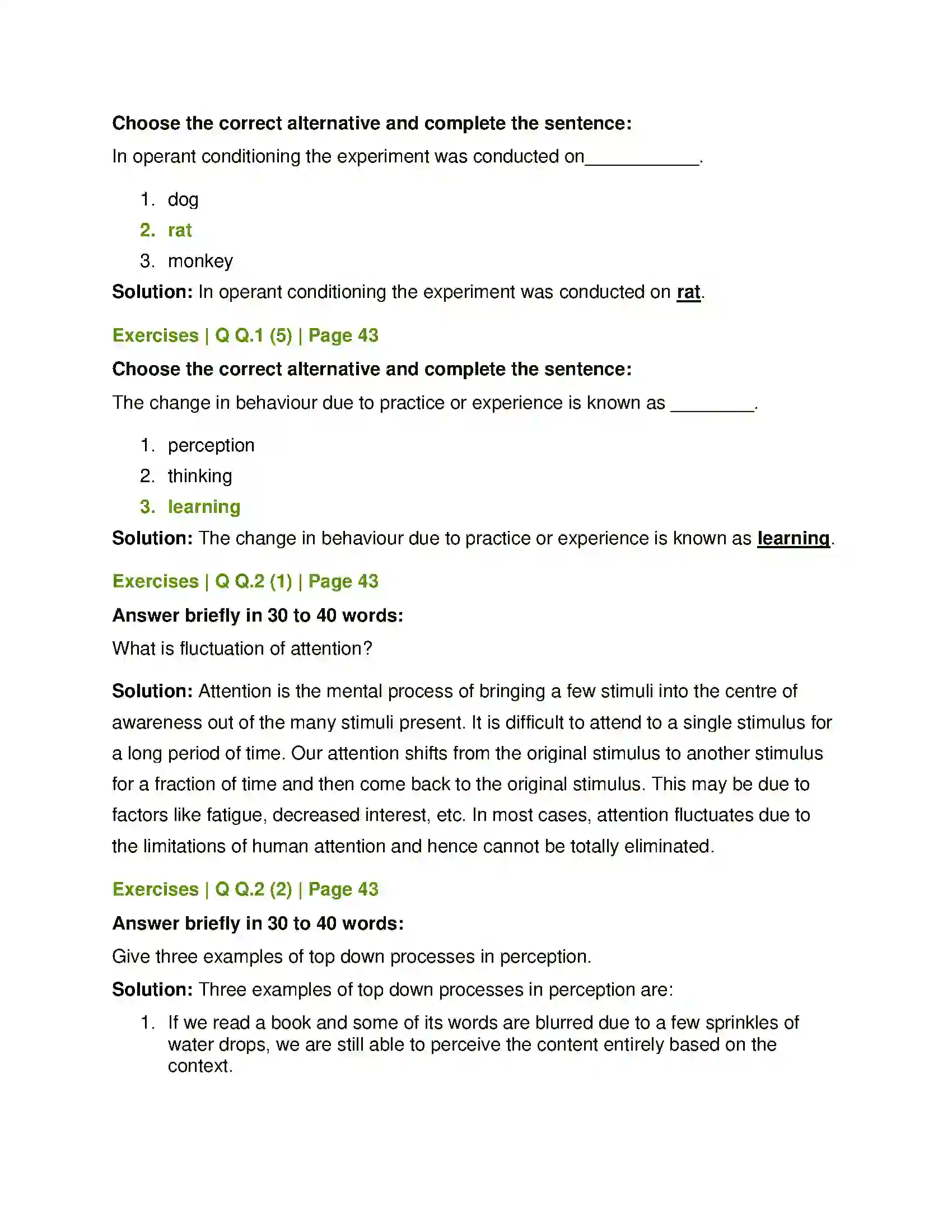 Maharashtra Board Class 12th Psychology Cognitive Processes Solution 2