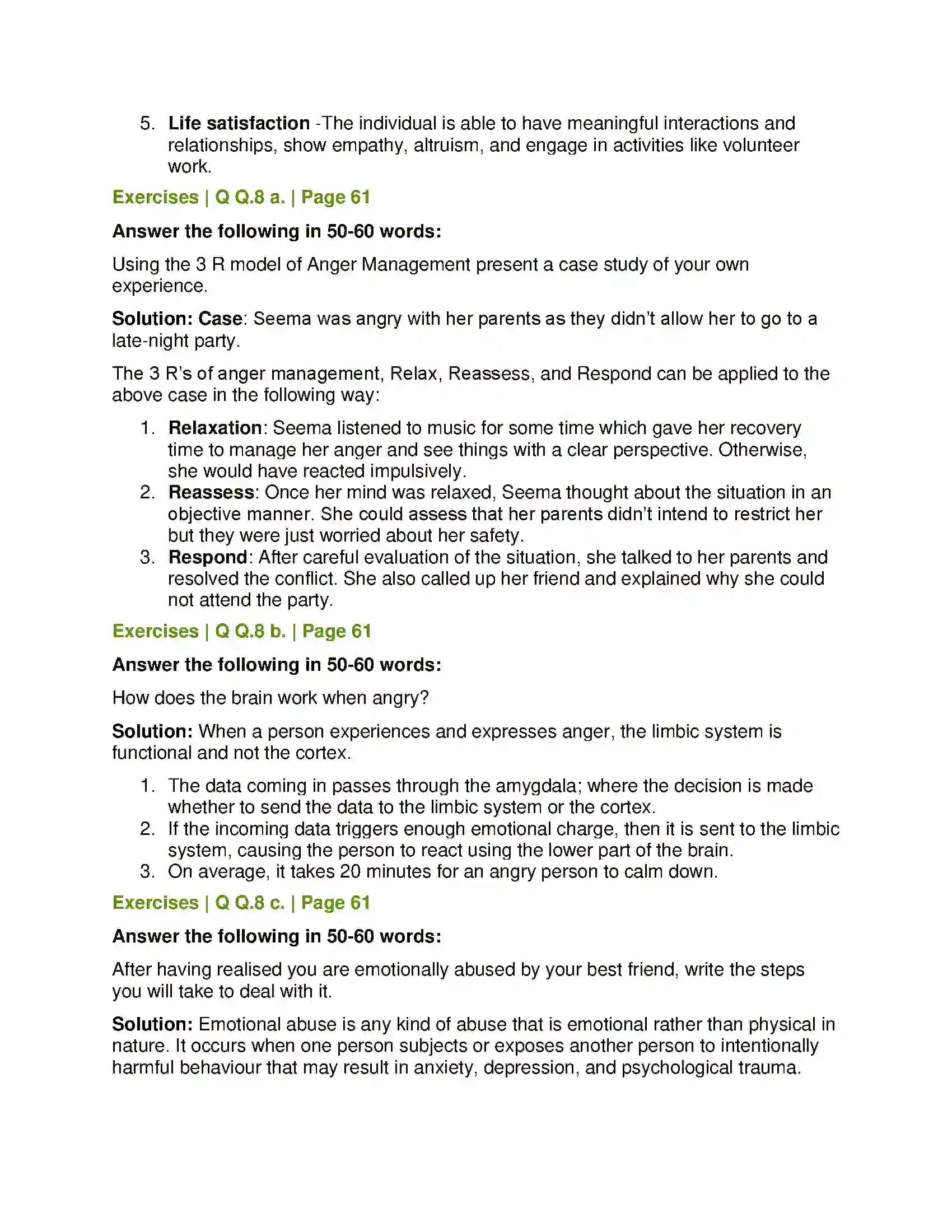 Maharashtra Board Class 12th Psychology Emotions Solution 10