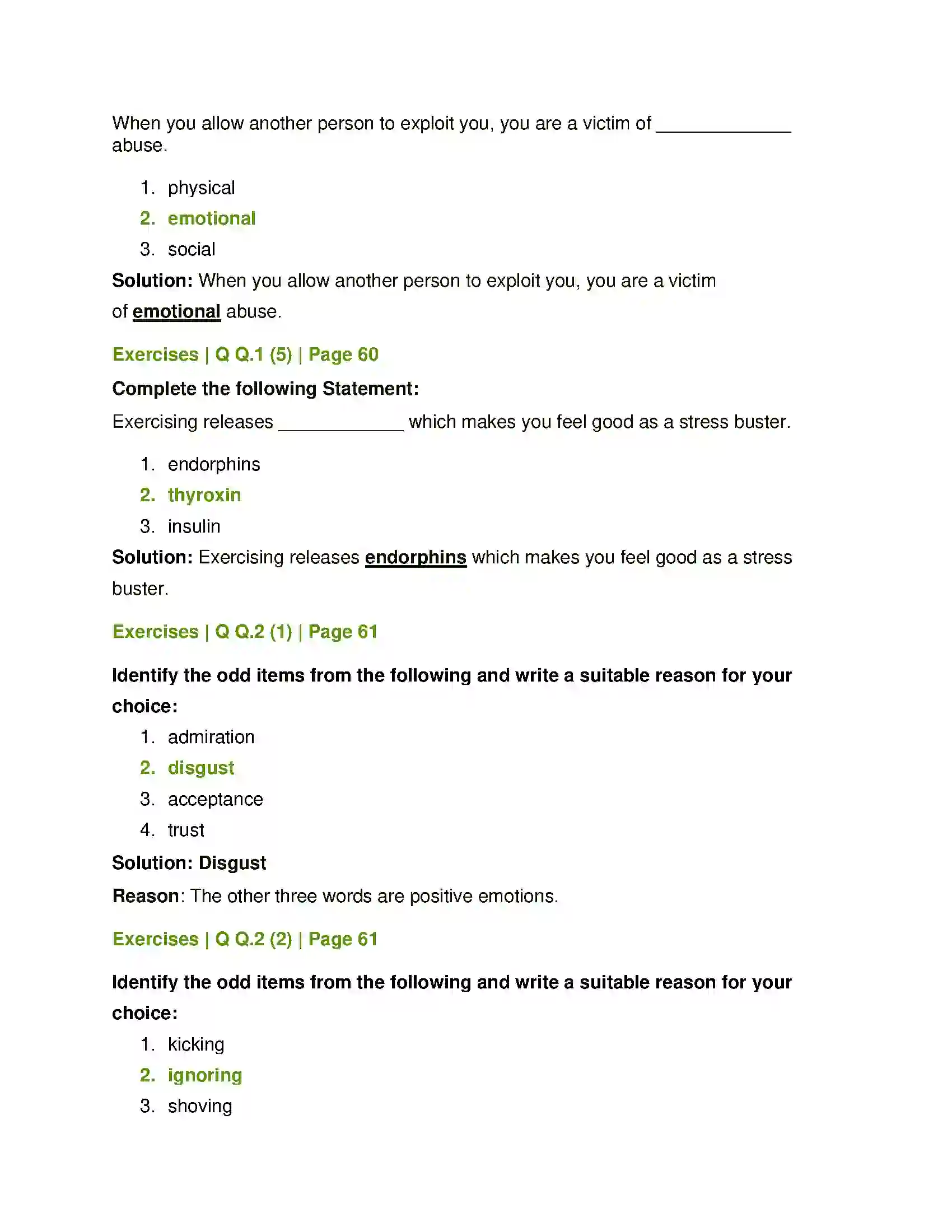 Maharashtra Board Class 12th Psychology Emotions Solution 2
