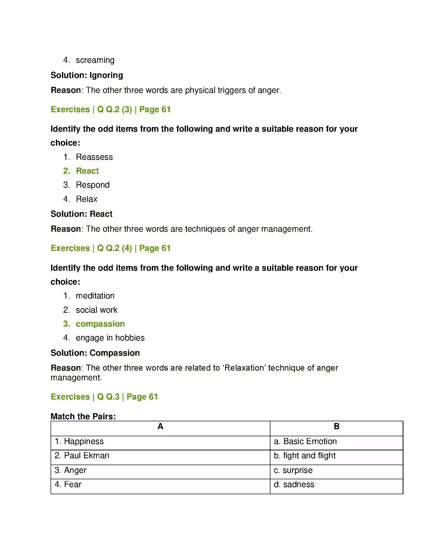 Maharashtra Board Class 12th Psychology Emotions Solution 3