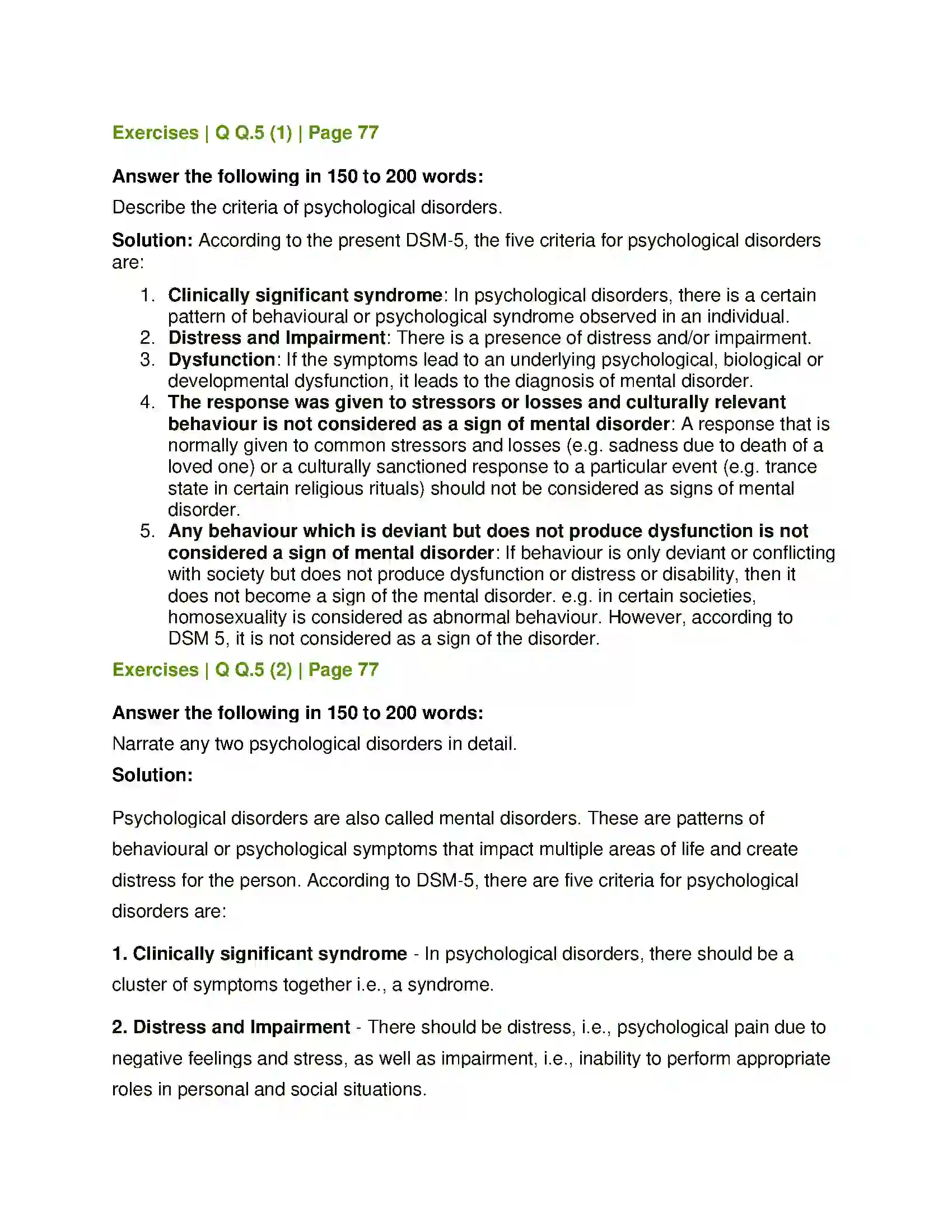 Maharashtra Board Class 12th Psychology Psychological Disorders Solution 10