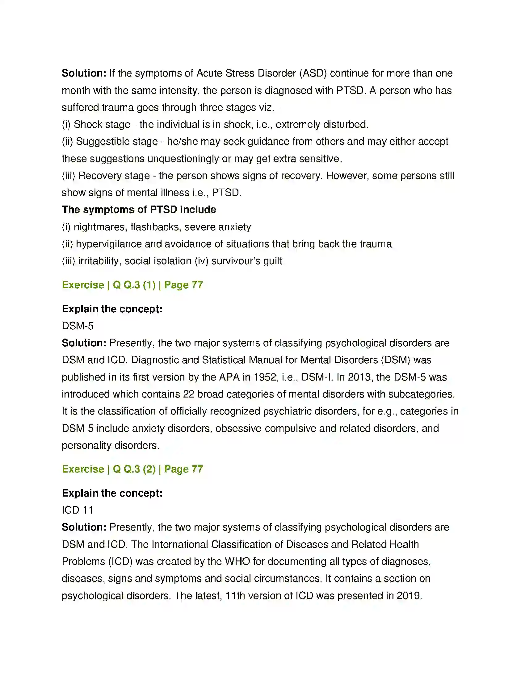 Maharashtra Board Class 12th Psychology Psychological Disorders Solution 6