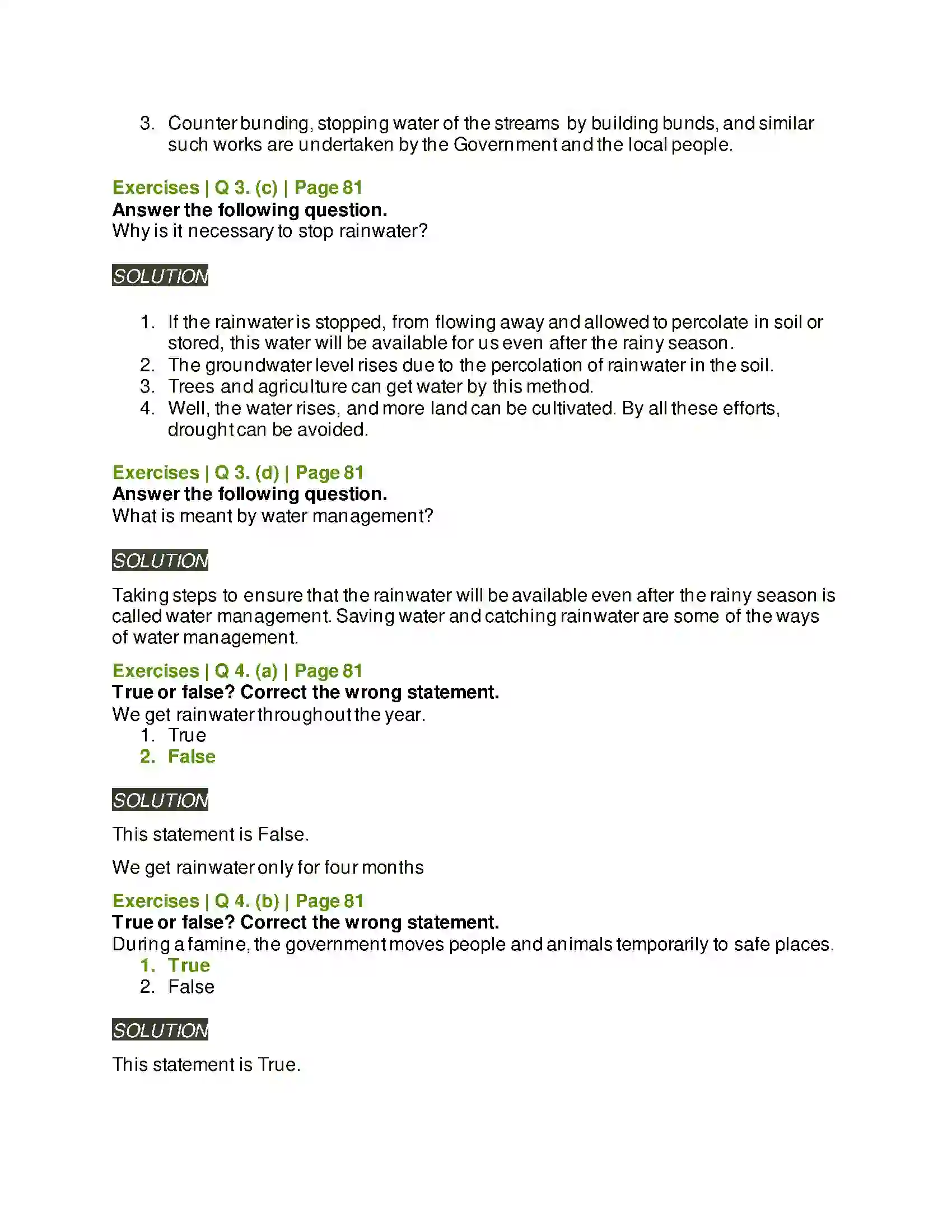 Maharashtra Board Class 5th Environmental Studies - 1 Water Solution 3