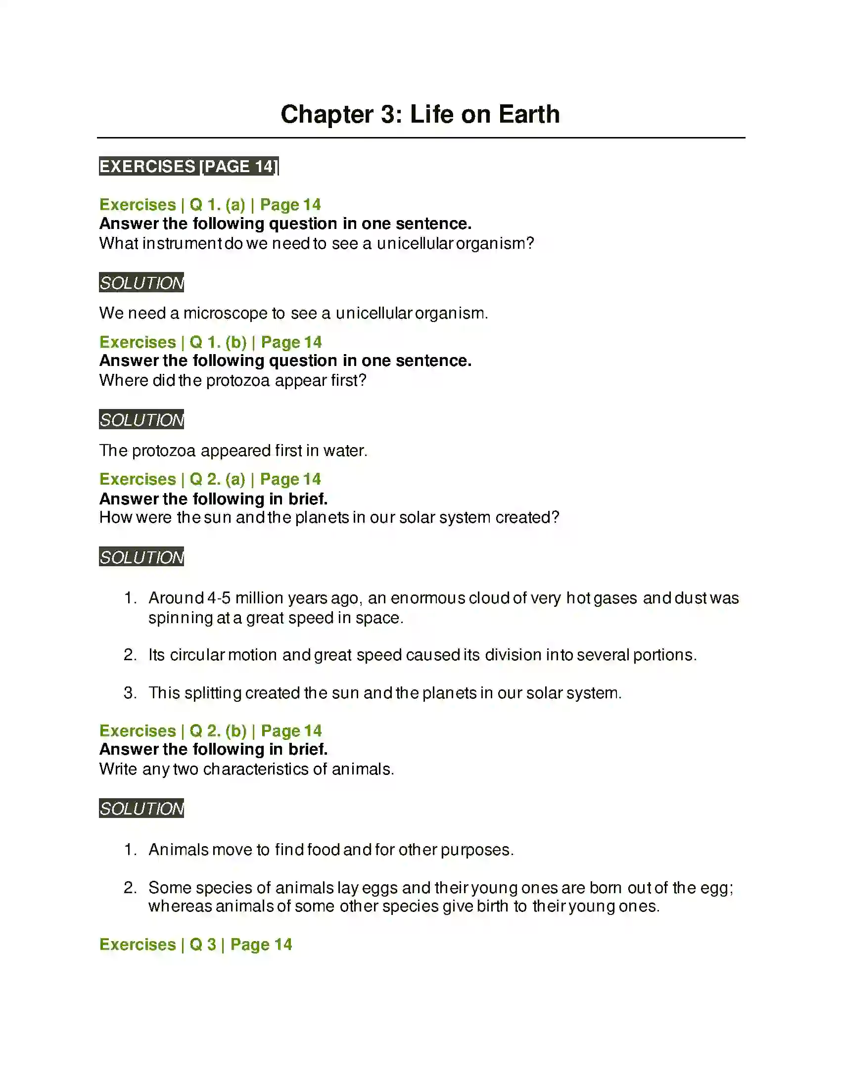 Maharashtra Board Class 5th Environmental Studies - 2 Life on Earth Solution 1