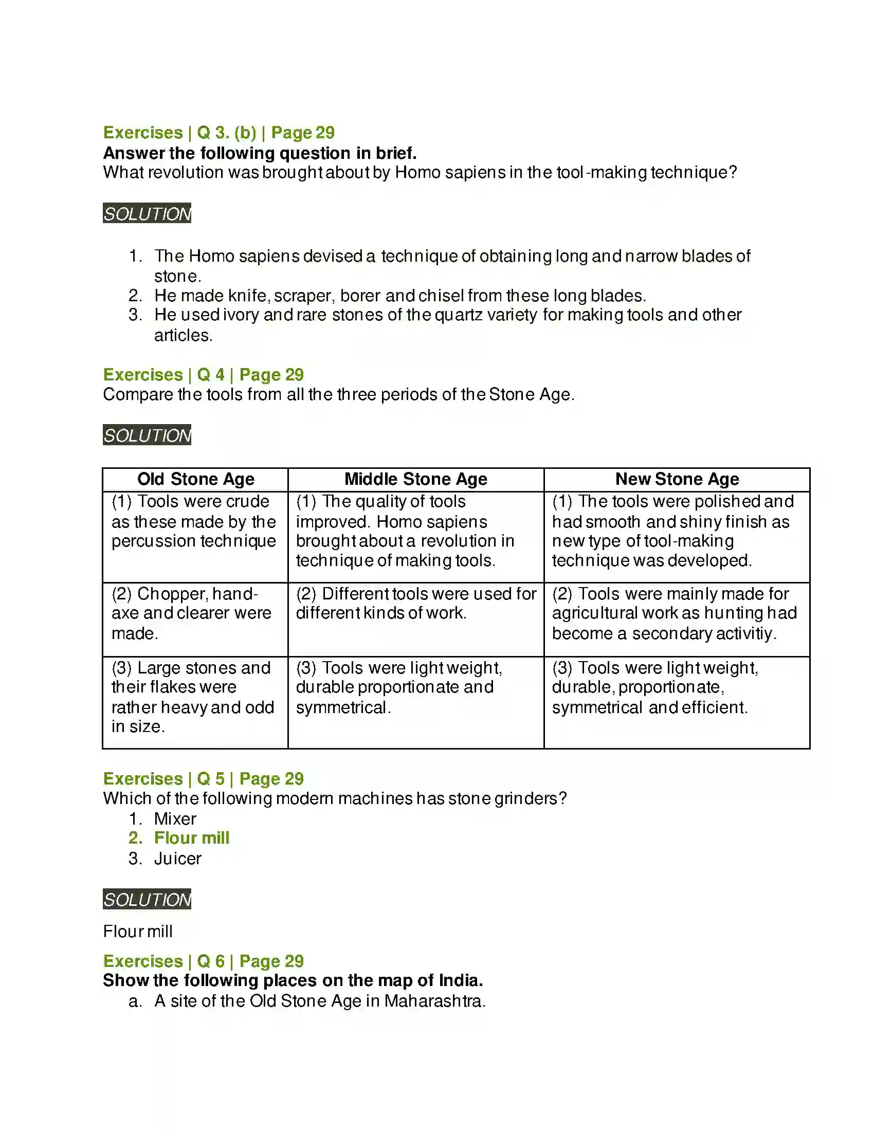 Maharashtra Board Class 5th Environmental Studies - 2 Stone Age Stone Tools Solution 2