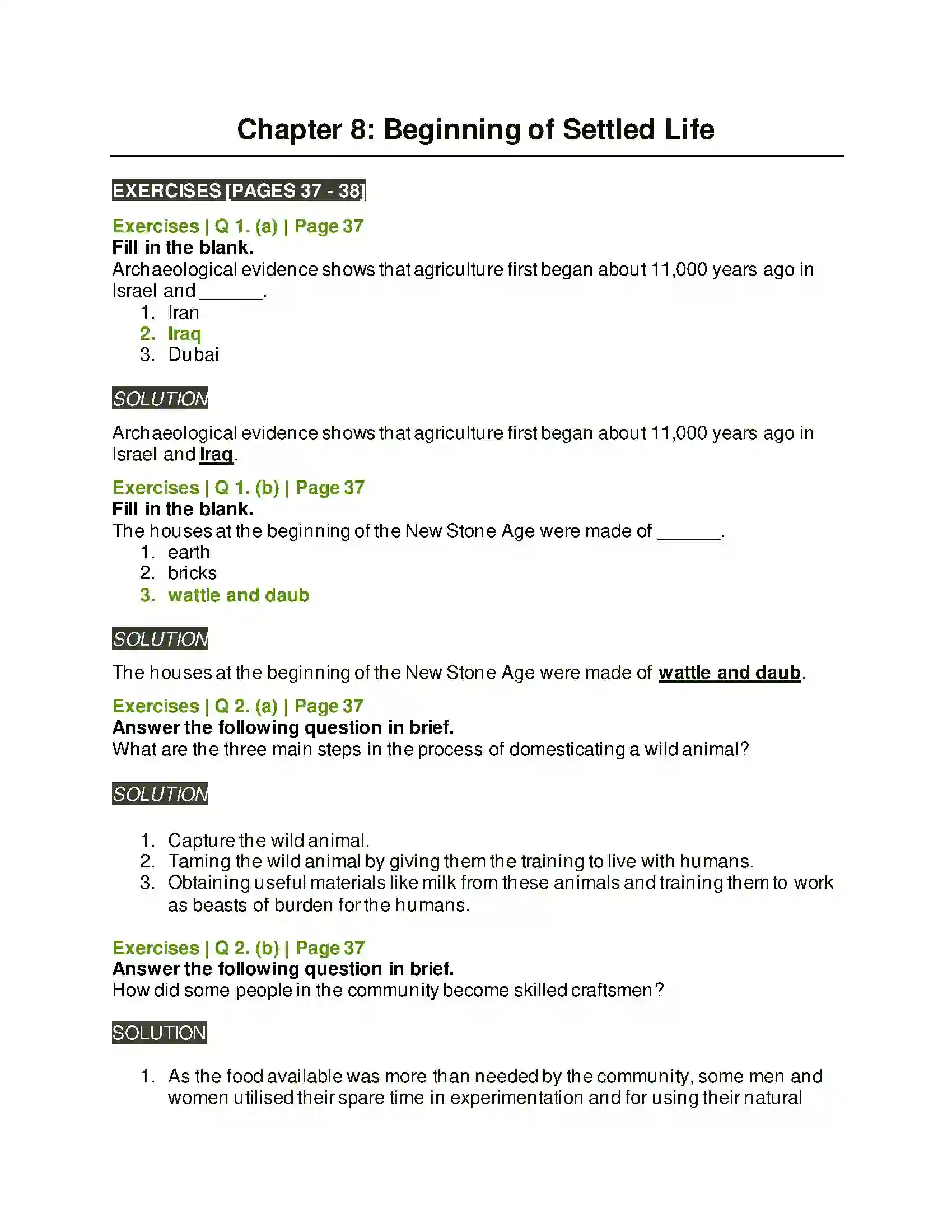 Maharashtra Board Class 5th Environmental Studies - 2 Beginning of Settled Life Solution 1