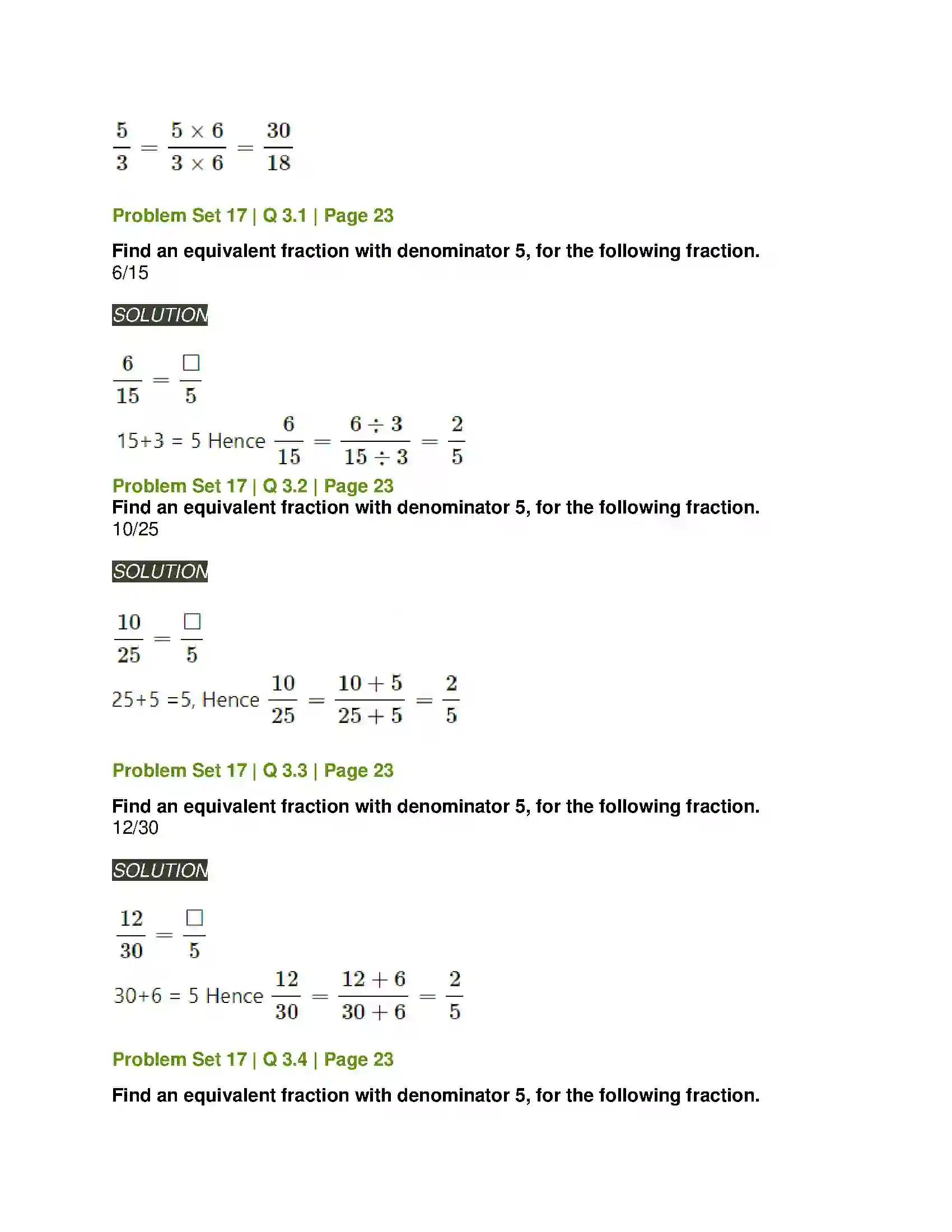 Maharashtra Board Class 5th Mathematics Fractions Solution 5