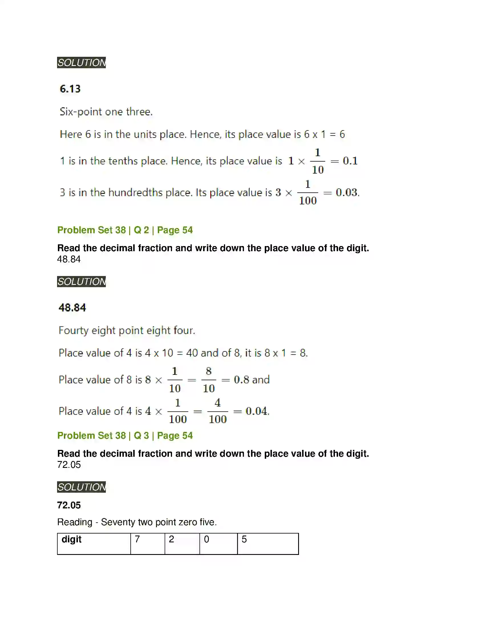 Maharashtra Board Class 5th Mathematics Decimal Fractions Solution 5