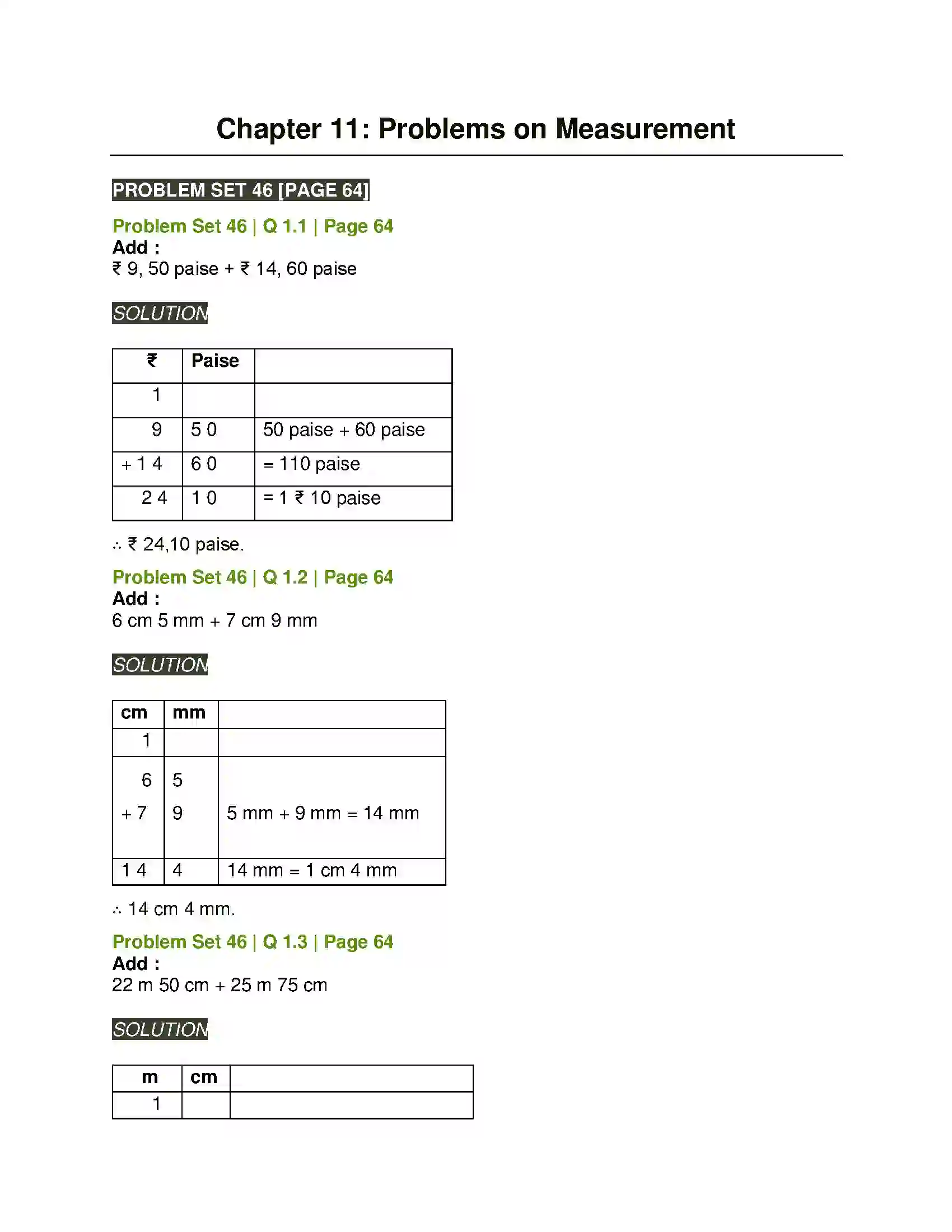 Maharashtra Board Class 5th Mathematics Problems on Measurement Solution 1