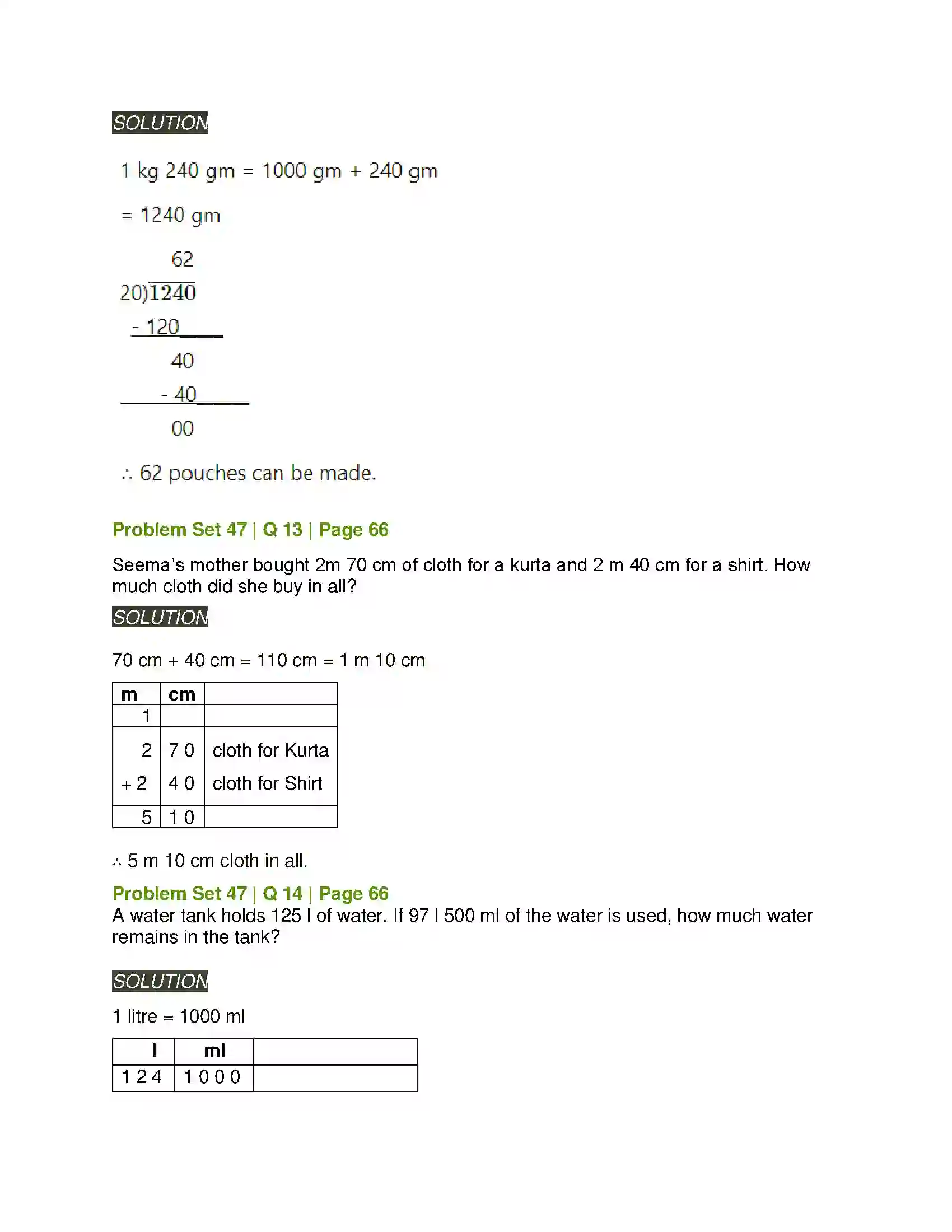 Maharashtra Board Class 5th Mathematics Problems on Measurement Solution 10