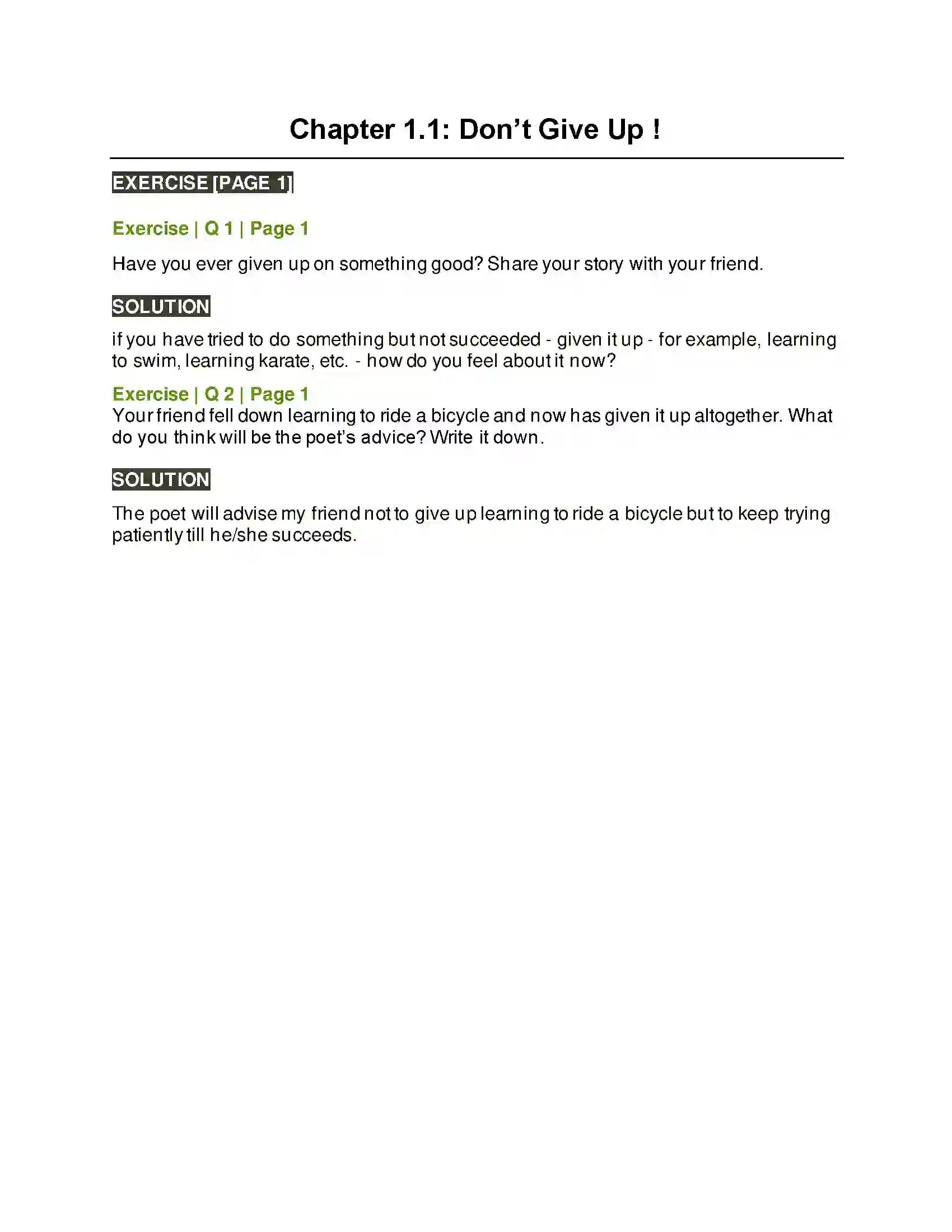 Maharashtra Board Class 6th English 1.1 Don’t Give Up ! Solution 1