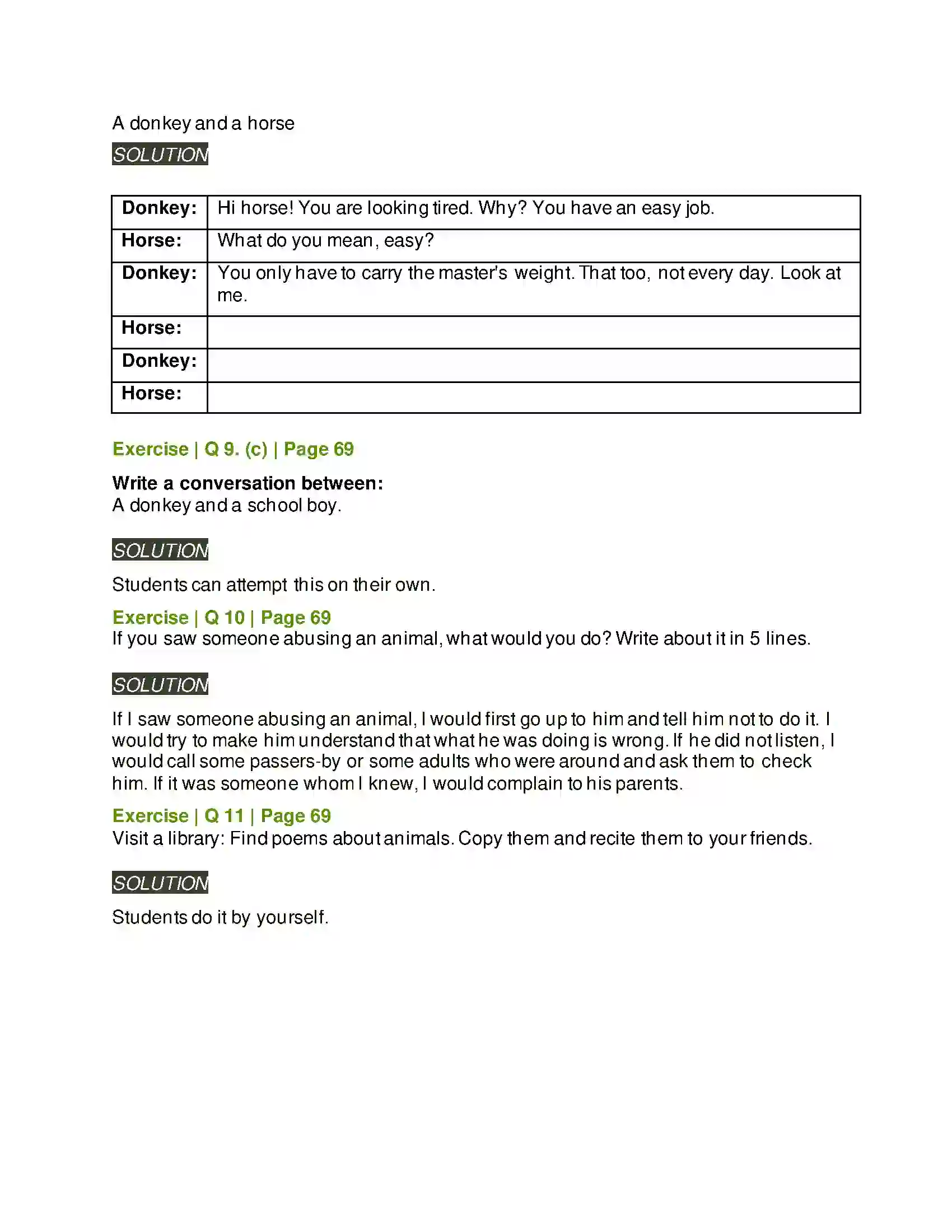 Maharashtra Board Class 6th English 3.5 The Donkey Solution 5