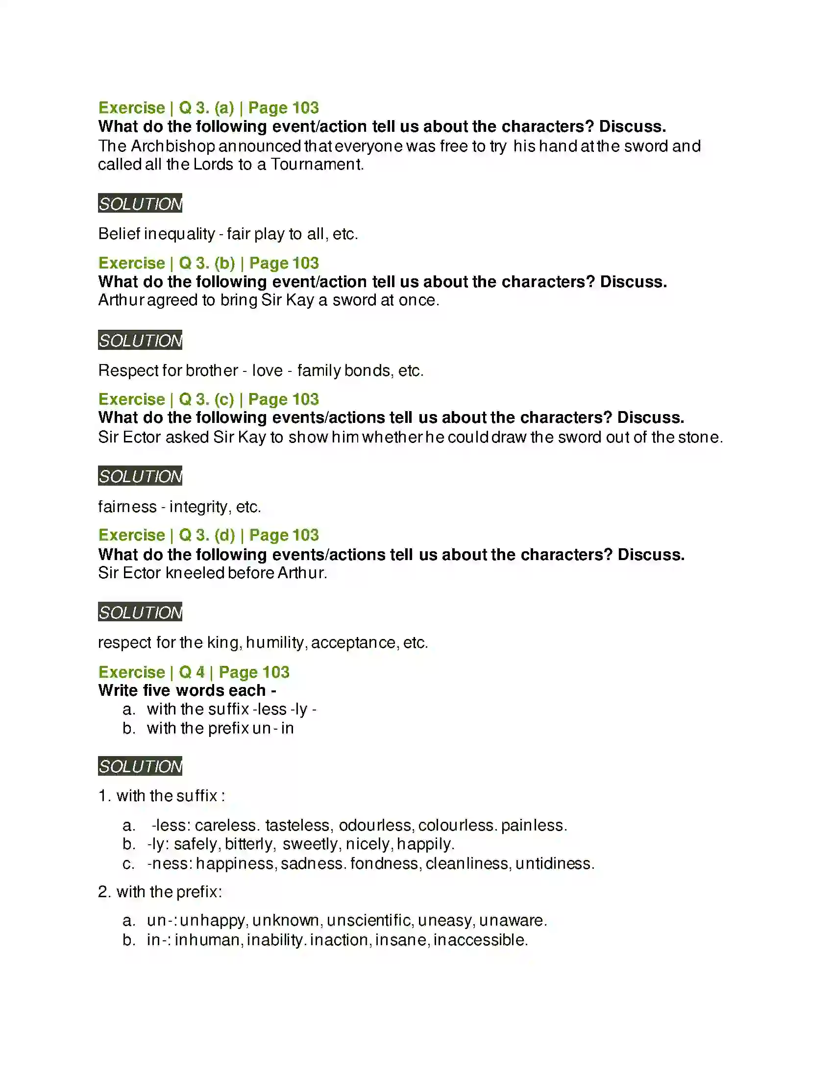 Maharashtra Board Class 6th English 4.7 The Sword in the Stone Solution 2