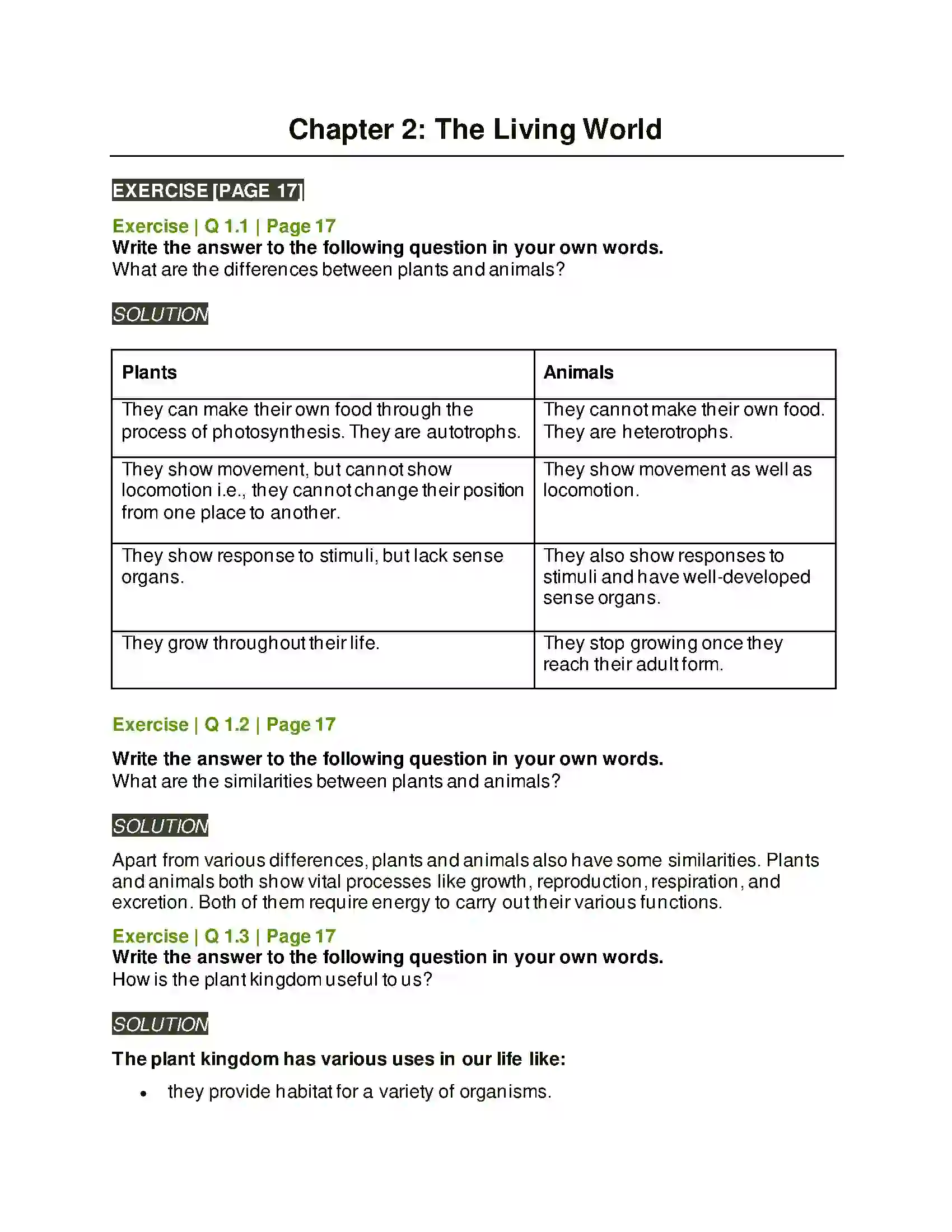 Maharashtra Board Class 6th General Science The Living World Solution 1