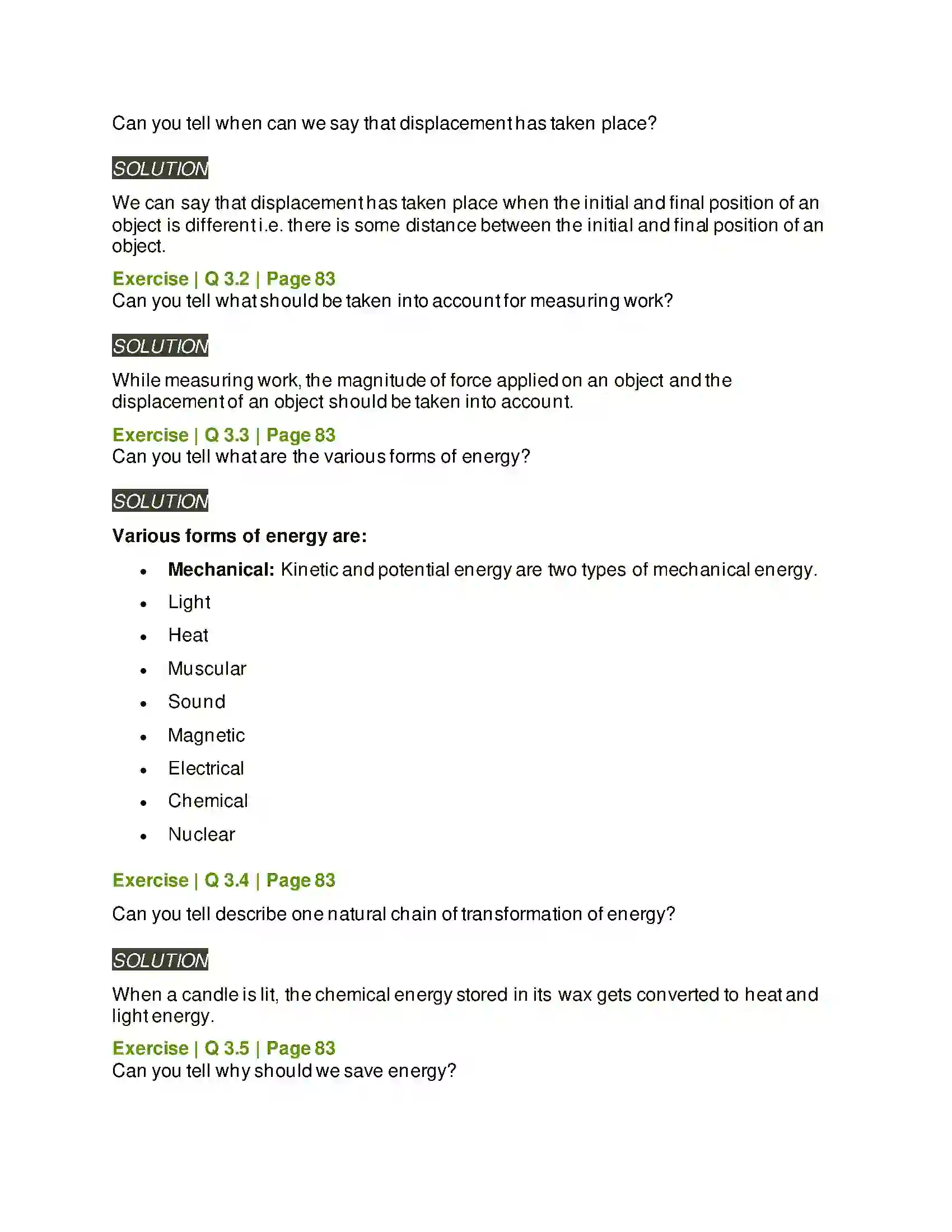 Maharashtra Board Class 6th General Science Work and Energy Solution 3