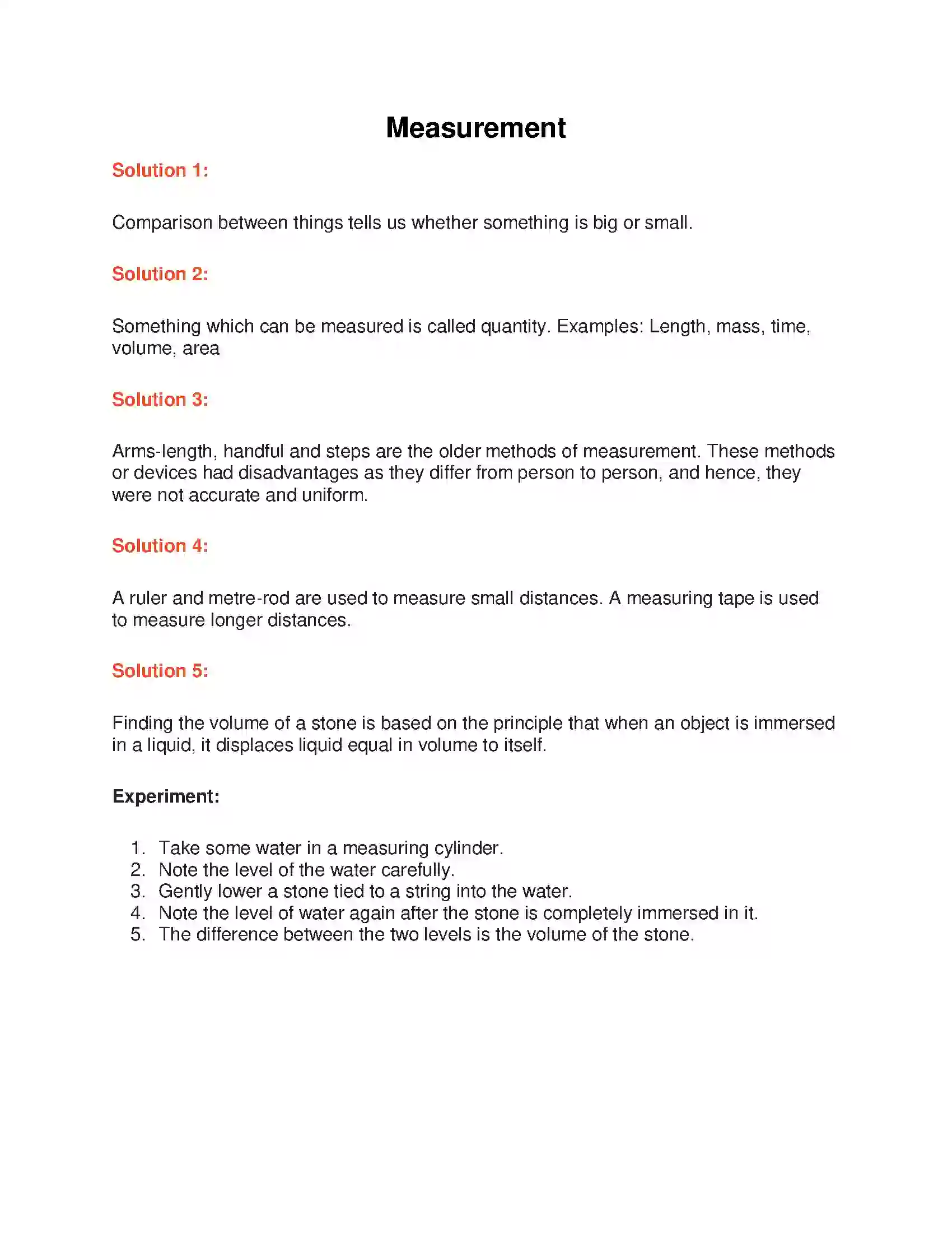 Maharashtra Board Class 6th General Science Measurement Solution 1