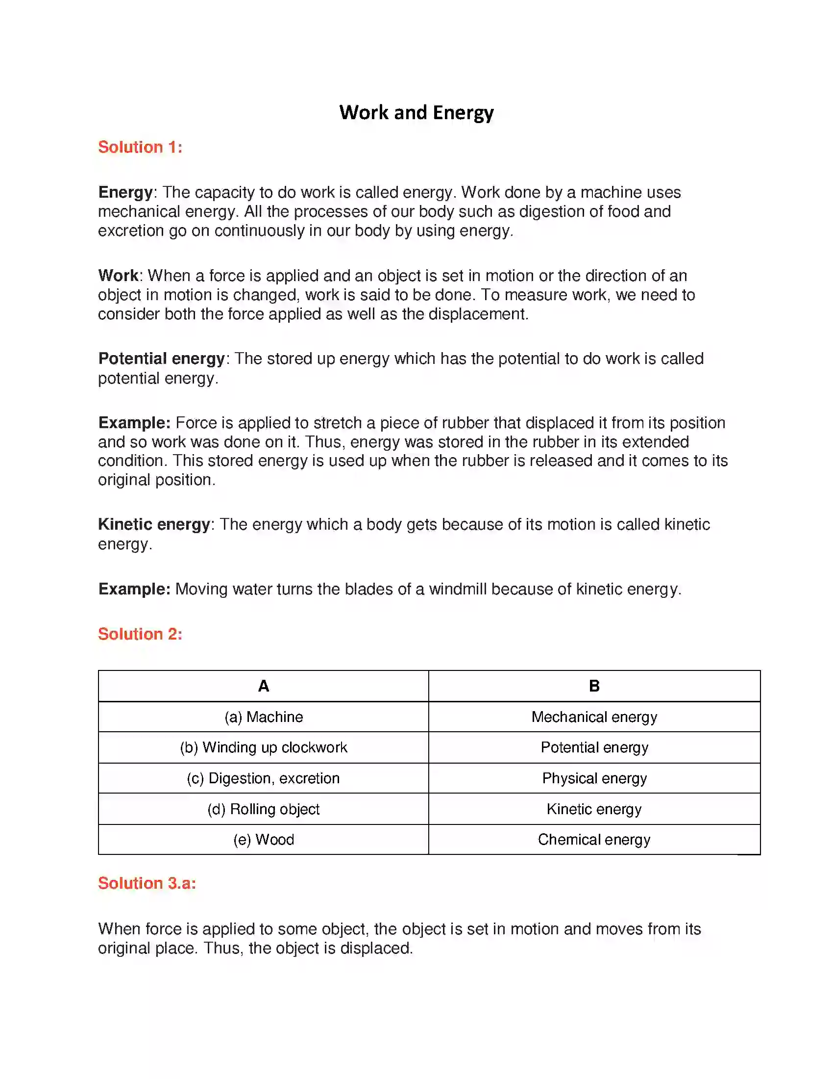 Maharashtra Board Class 6th General Science Work and Energy Solution 1