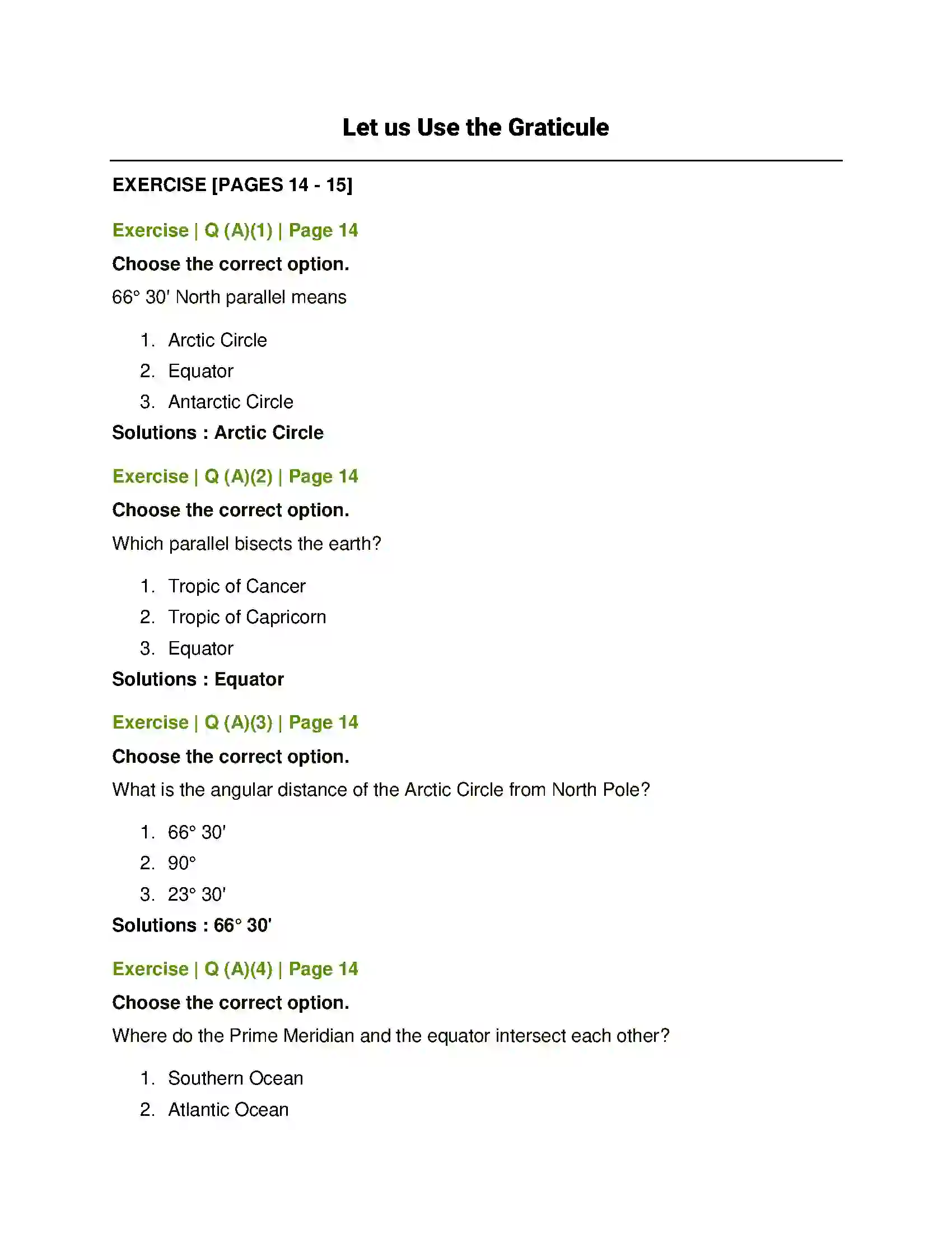 Maharashtra Board Class 6th Geography Let us Use the Graticule Solution 1