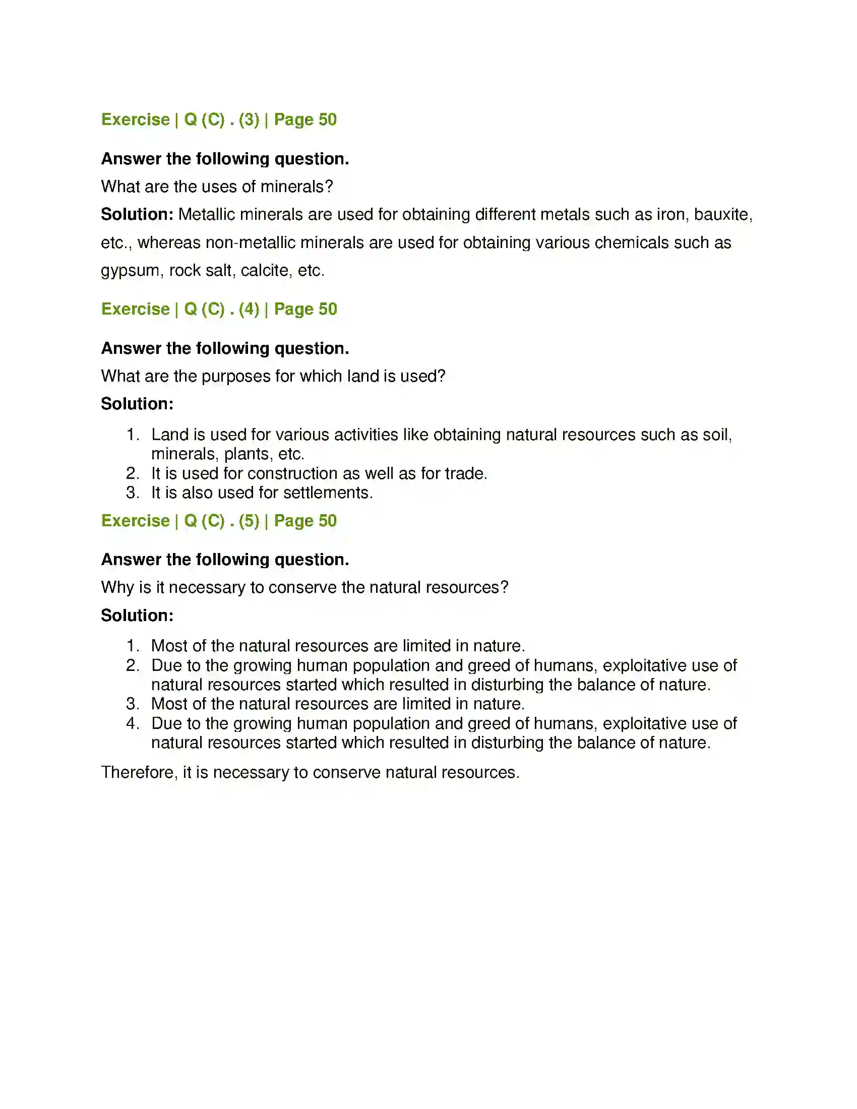 Maharashtra Board Class 6th Geography Natural Resources Solution 3