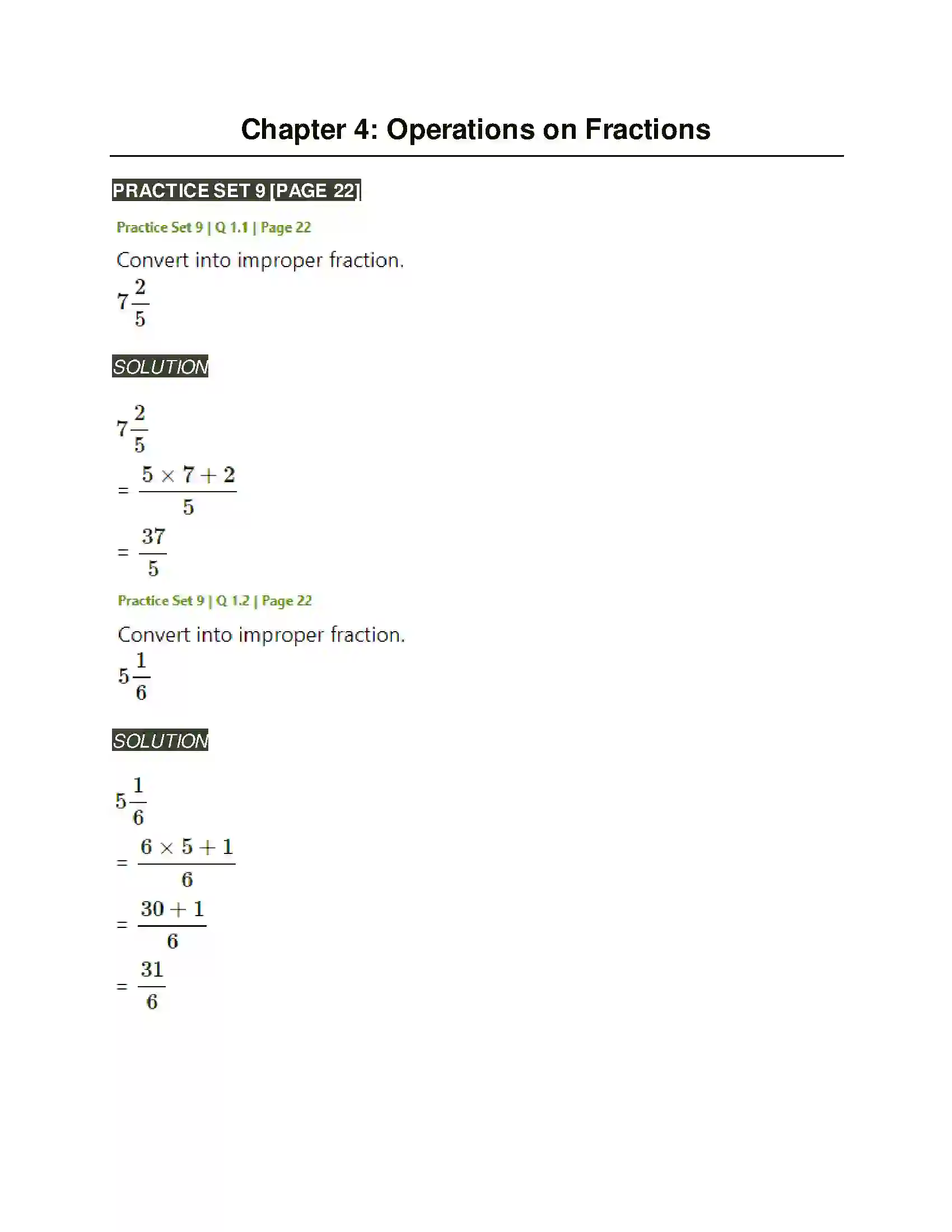 Maharashtra Board Class 6th Mathematics Operations on Fractions Solution 1