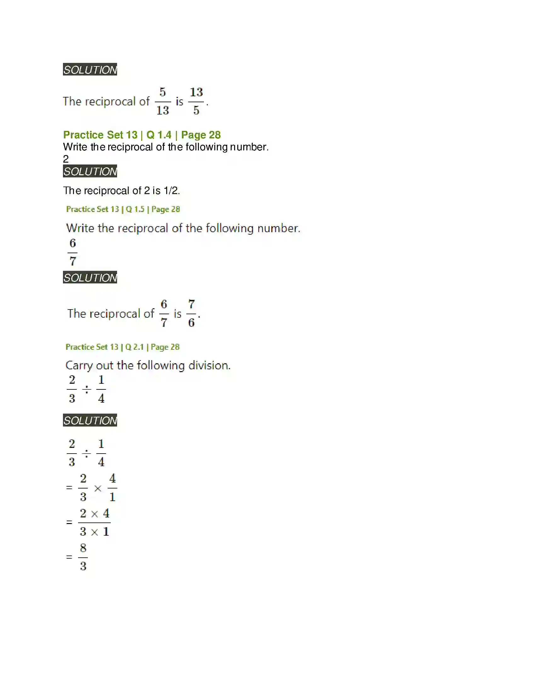 Maharashtra Board Class 6th Mathematics Operations on Fractions Solution 22