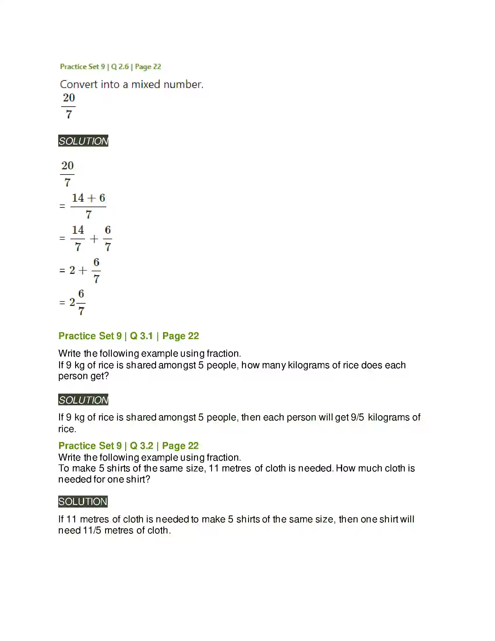 Maharashtra Board Class 6th Mathematics Operations on Fractions Solution 6