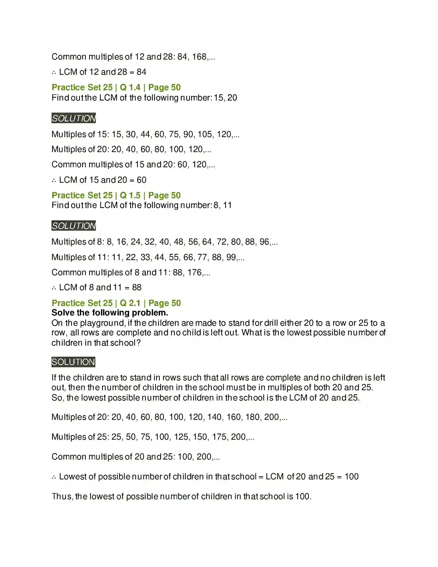 Maharashtra Board Class 6th Mathematics HCF-LCM Solution 8