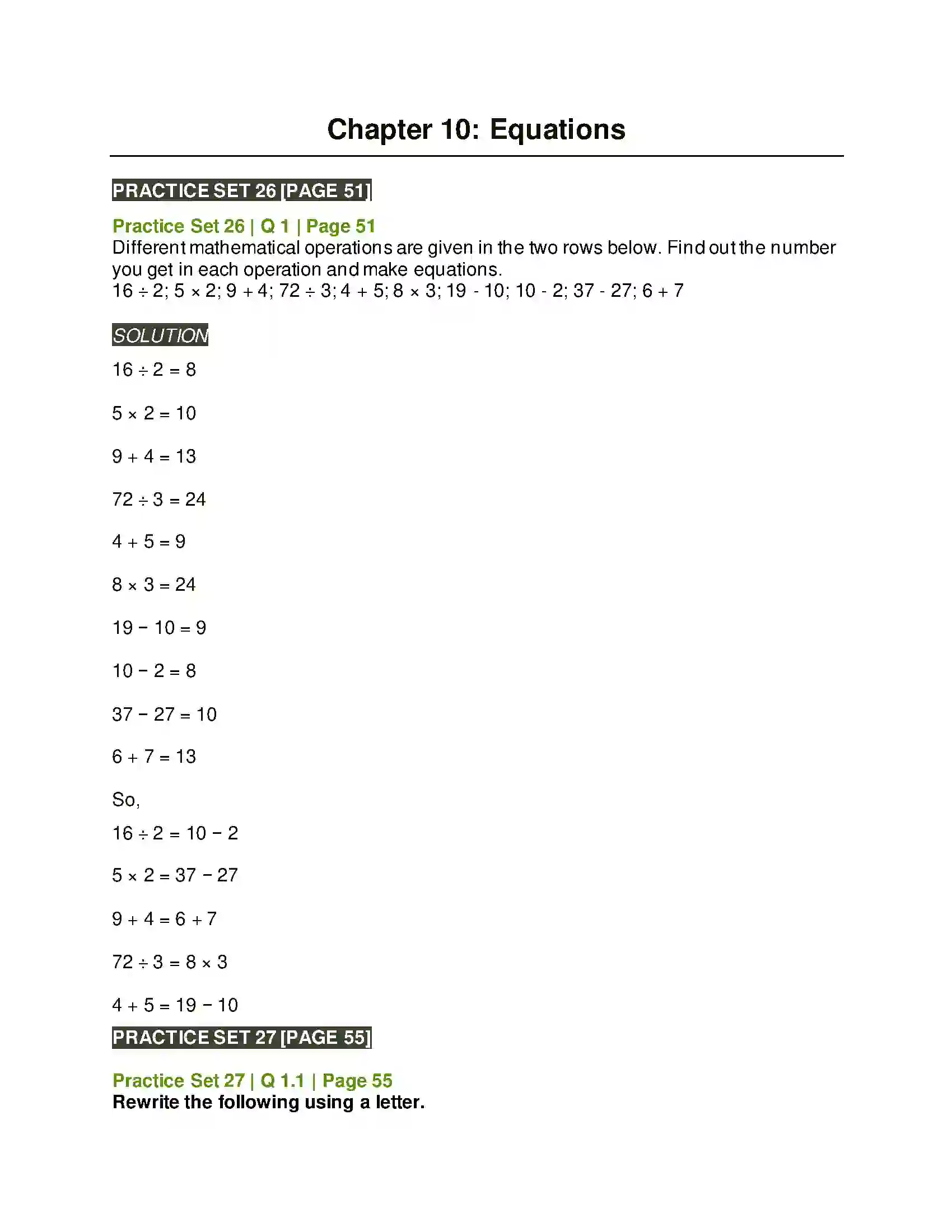 Maharashtra Board Class 6th Mathematics Equations Solution 1